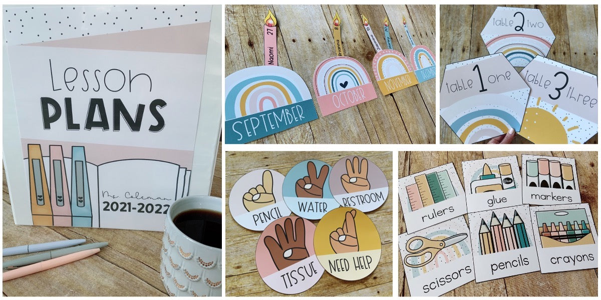 Boho Rainbow Classroom Decor Bundle Bonus