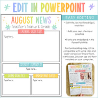 Bright Happy Classroom Newsletters Editable in PowerPoint