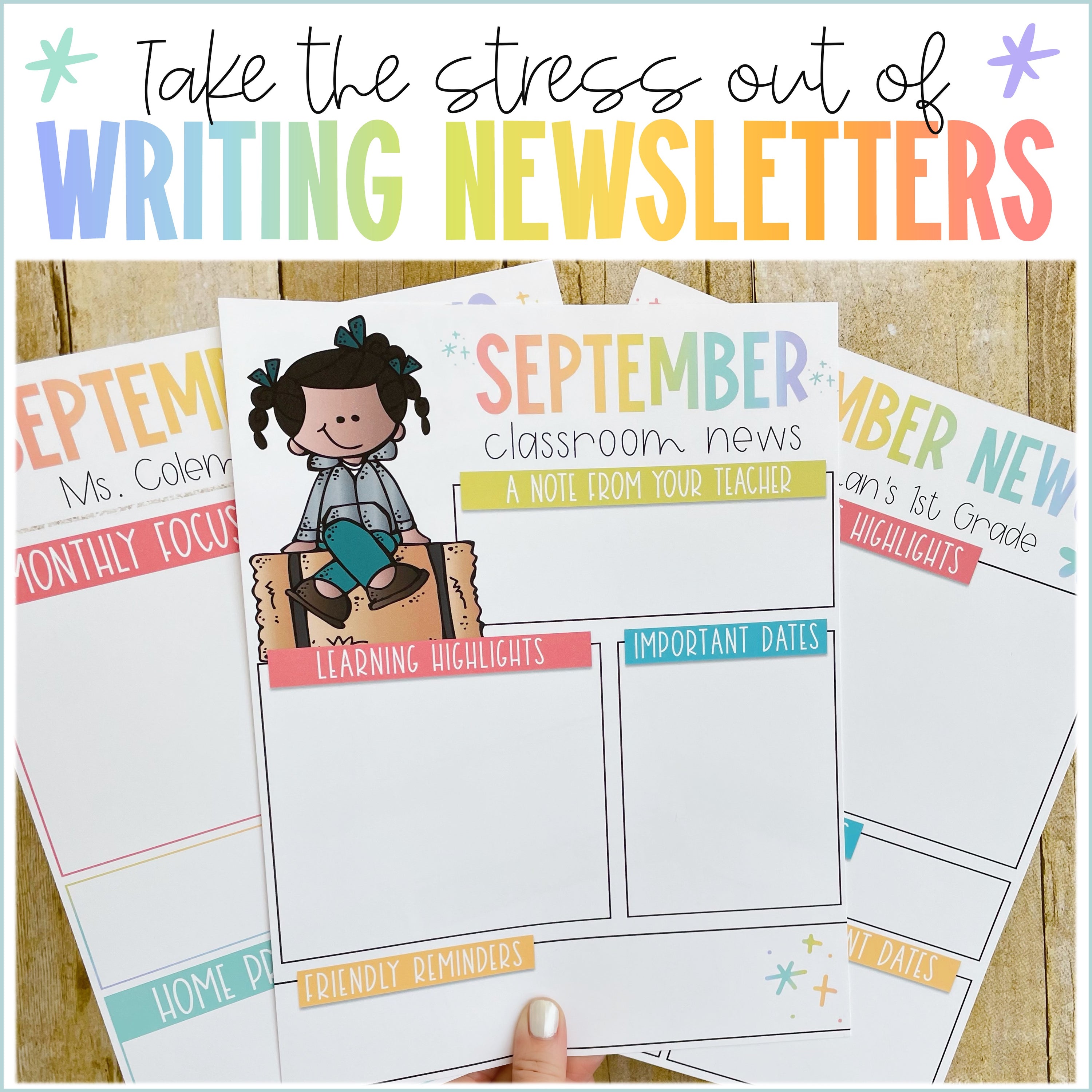 Newsletter Templates for Bright Happy Classroom Theme Decor
