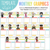 Monthly Classroom Newsletters Editable with Melonheadz Graphics 