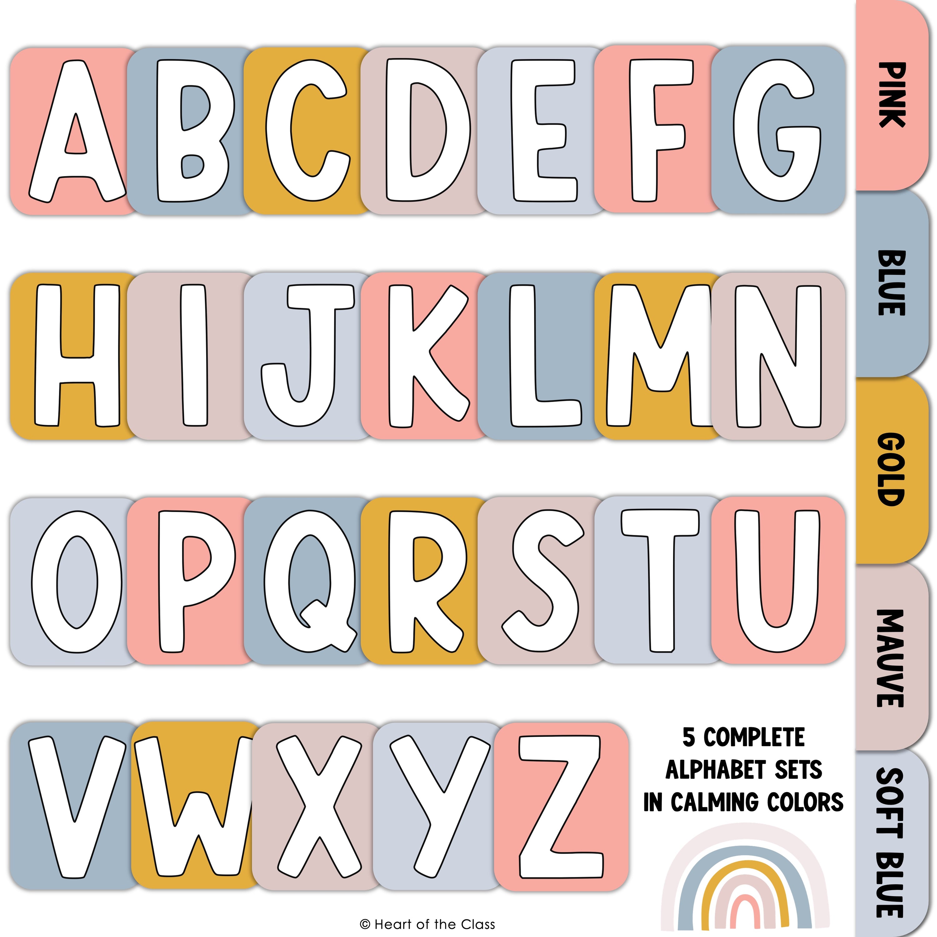 Classroom Bulletin Board Boho Rainbow Alphabet Letter Tiles