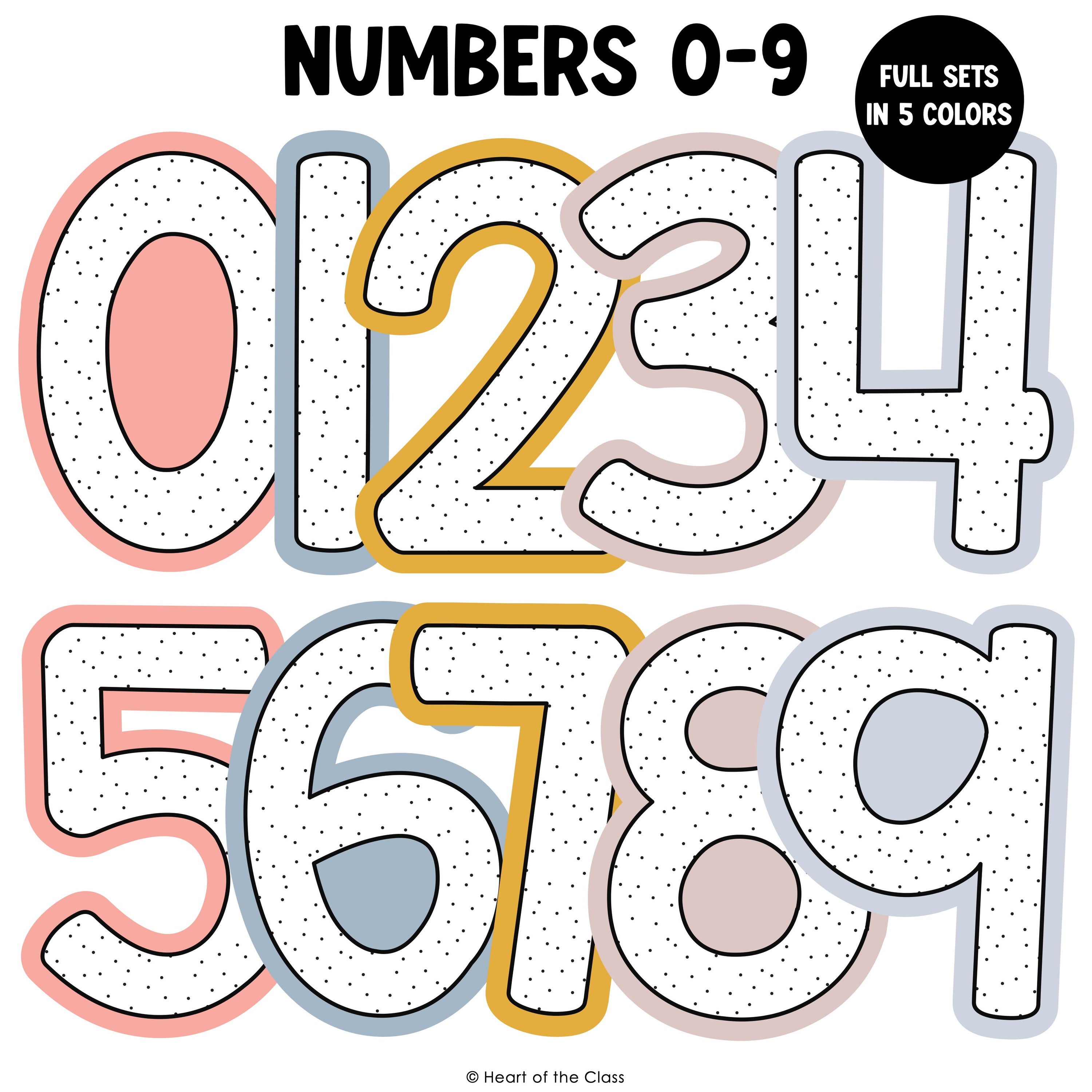 Calm Classroom Bulletin Board Numbers in Boho Rainbow Design