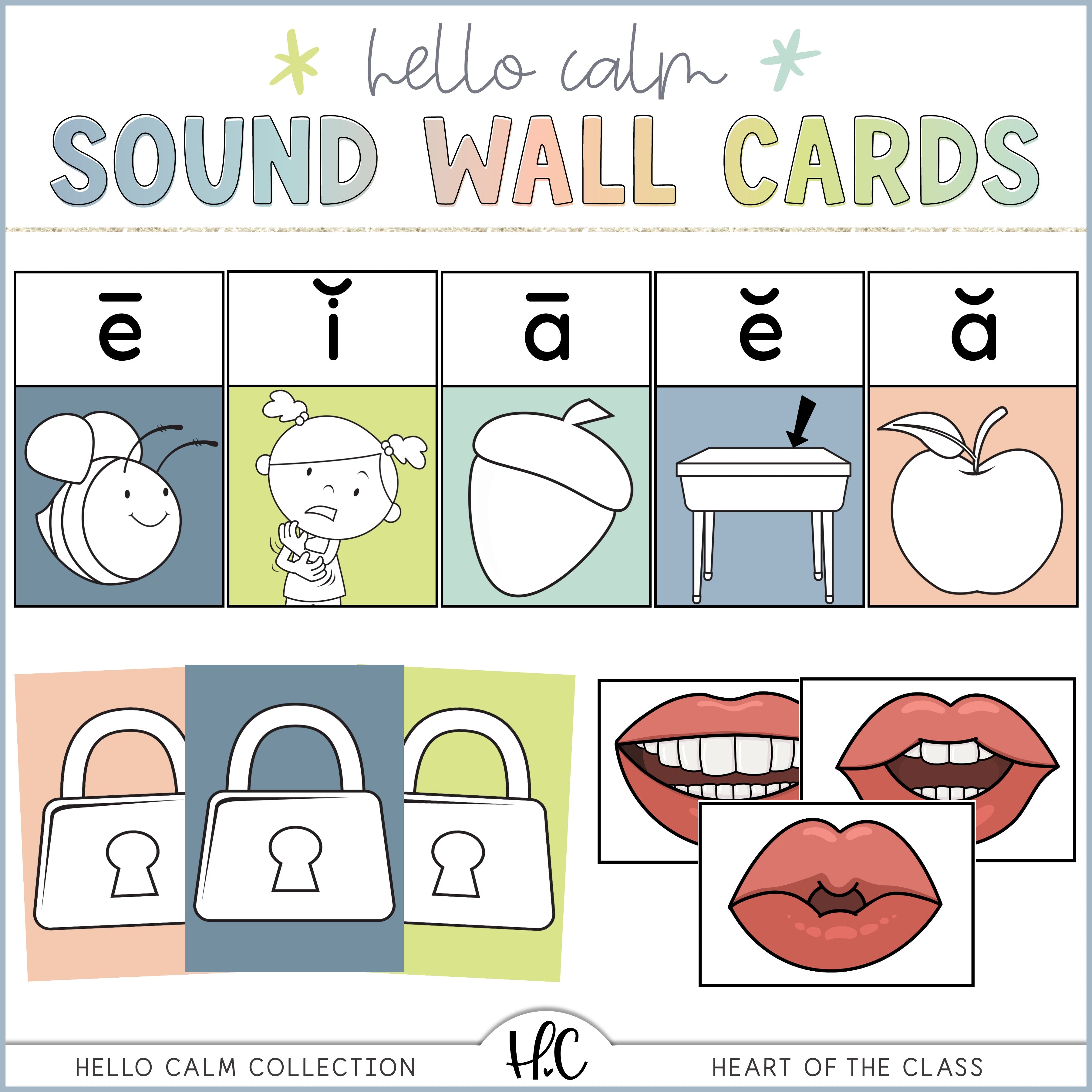 Hello Calm Classroom Sound Wall with Vowel Valley and Consonant