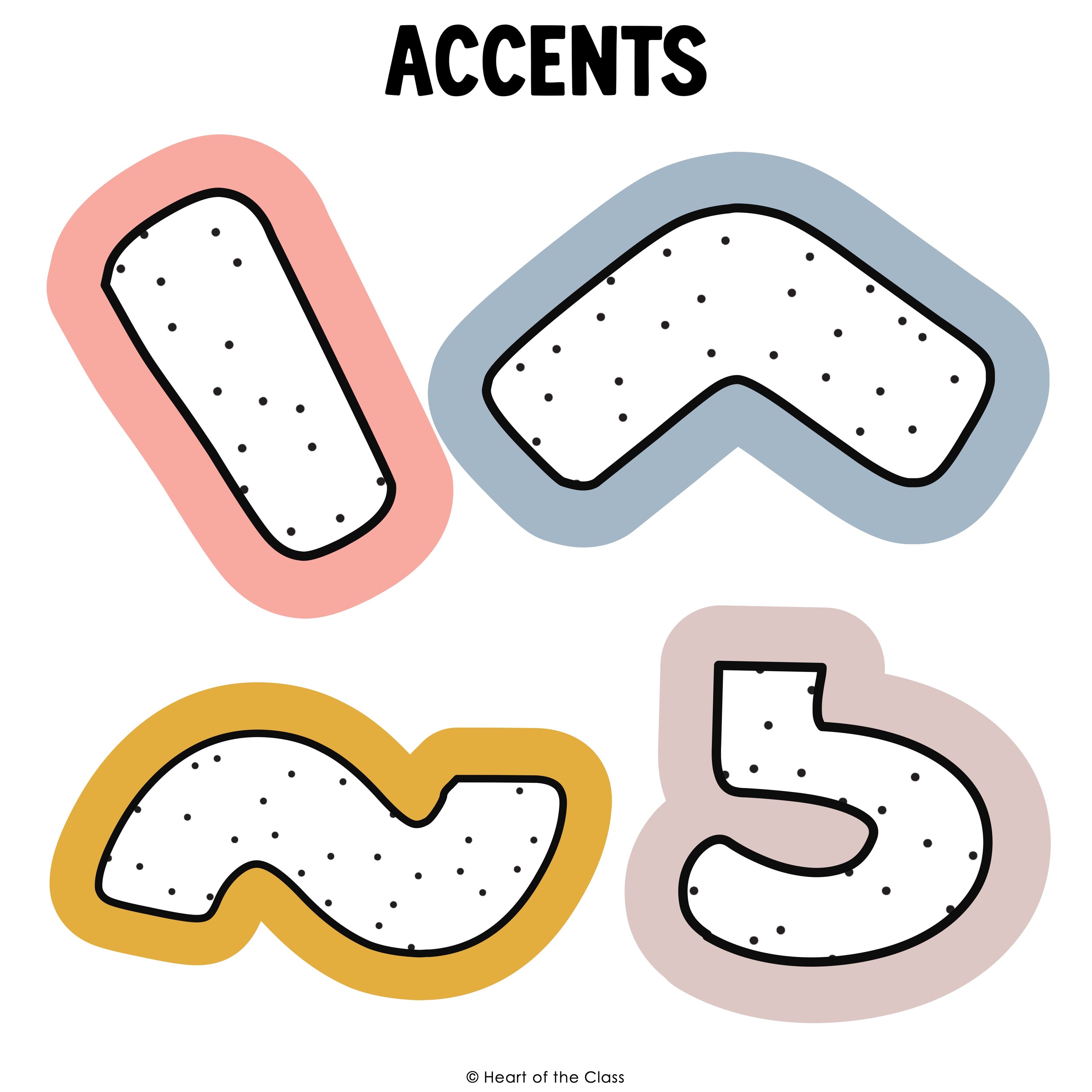 Boho Rainbow Bulletin Board Letters with French and Spanish Accents