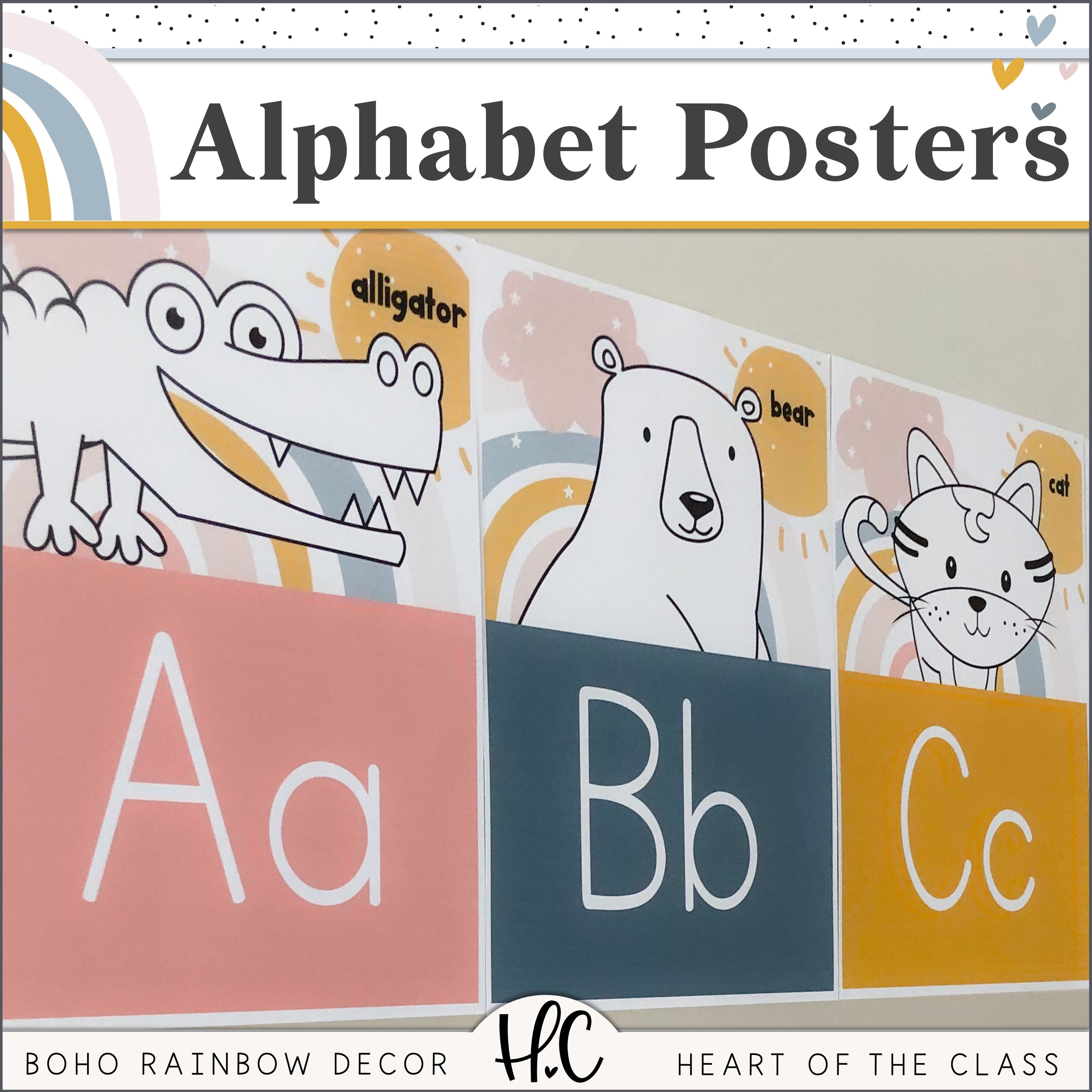 Boho Rainbow Alphabet Posters