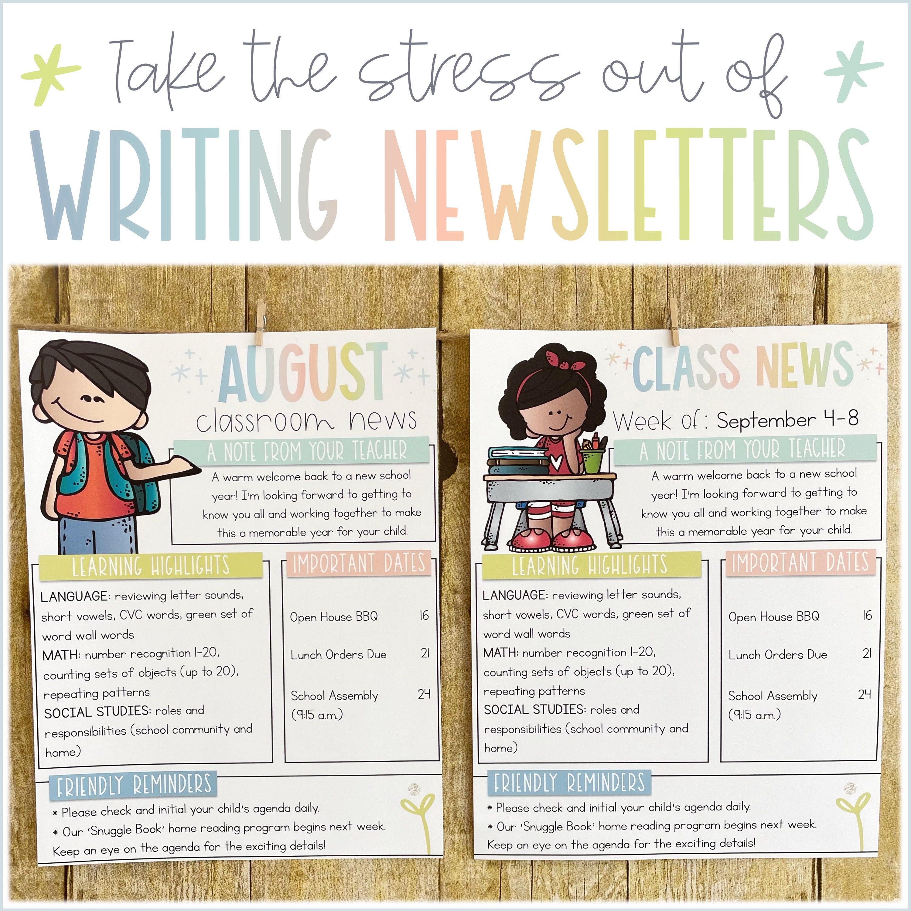 Calm Classroom Theme Editable Newsletters