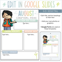 Google Slides Classroom Newsletter Templates Editable