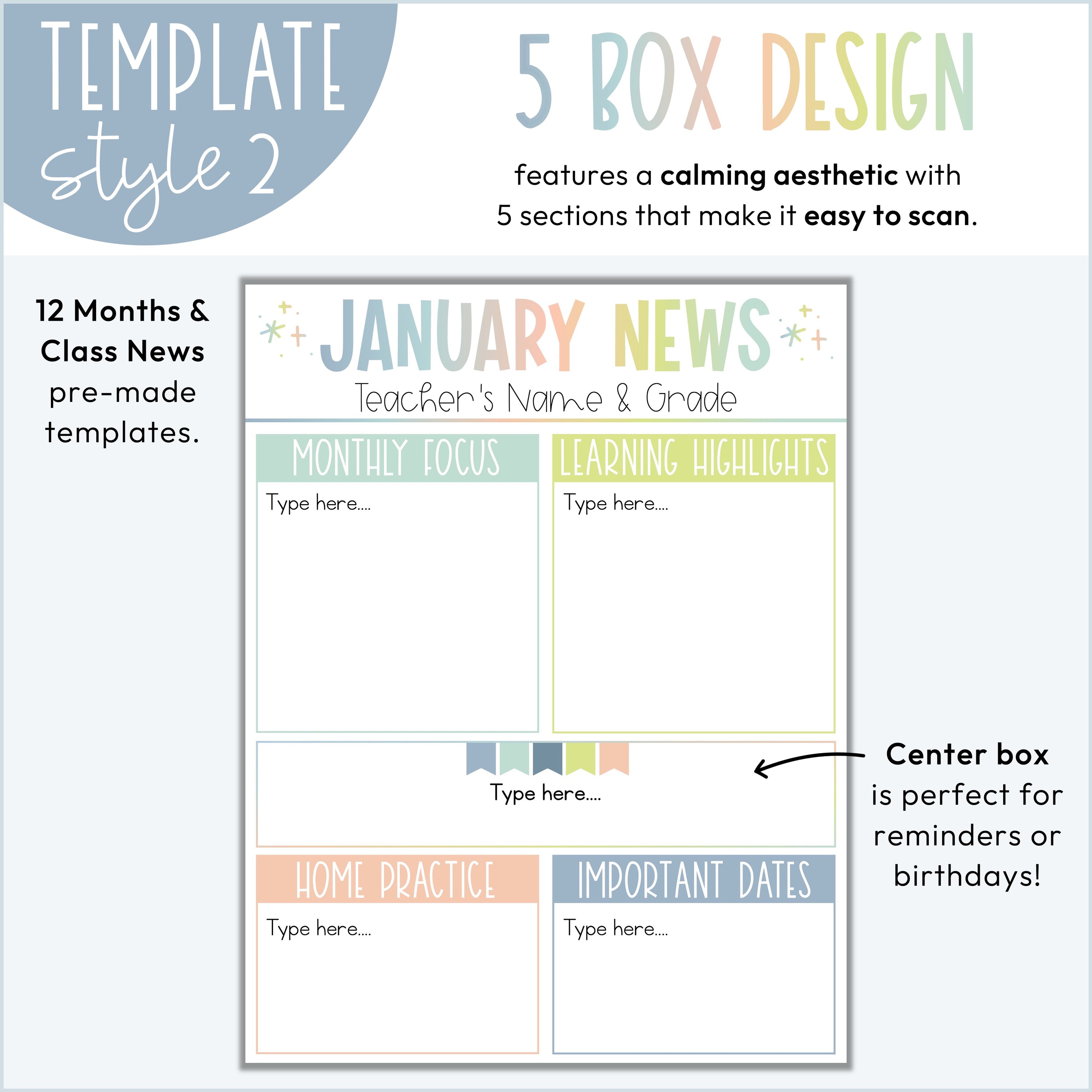 Editable Classroom Monthly Newsletters