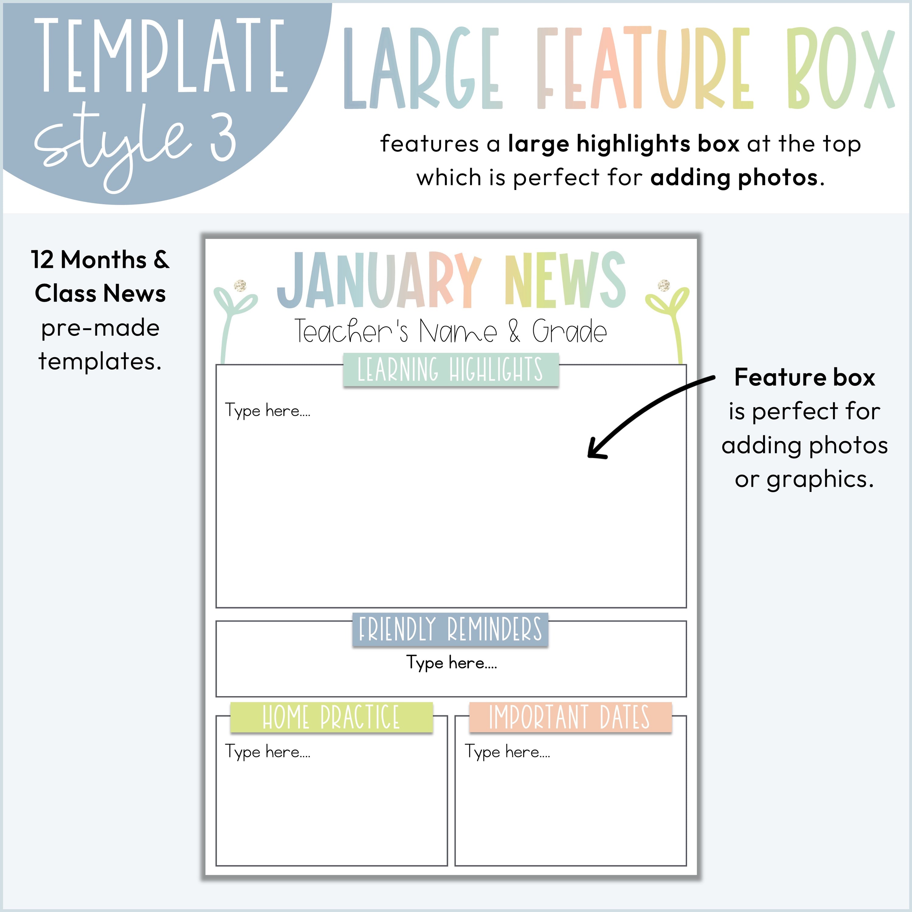 Calm Classroom Theme Monthly Newsletters and Weekly Newsletters