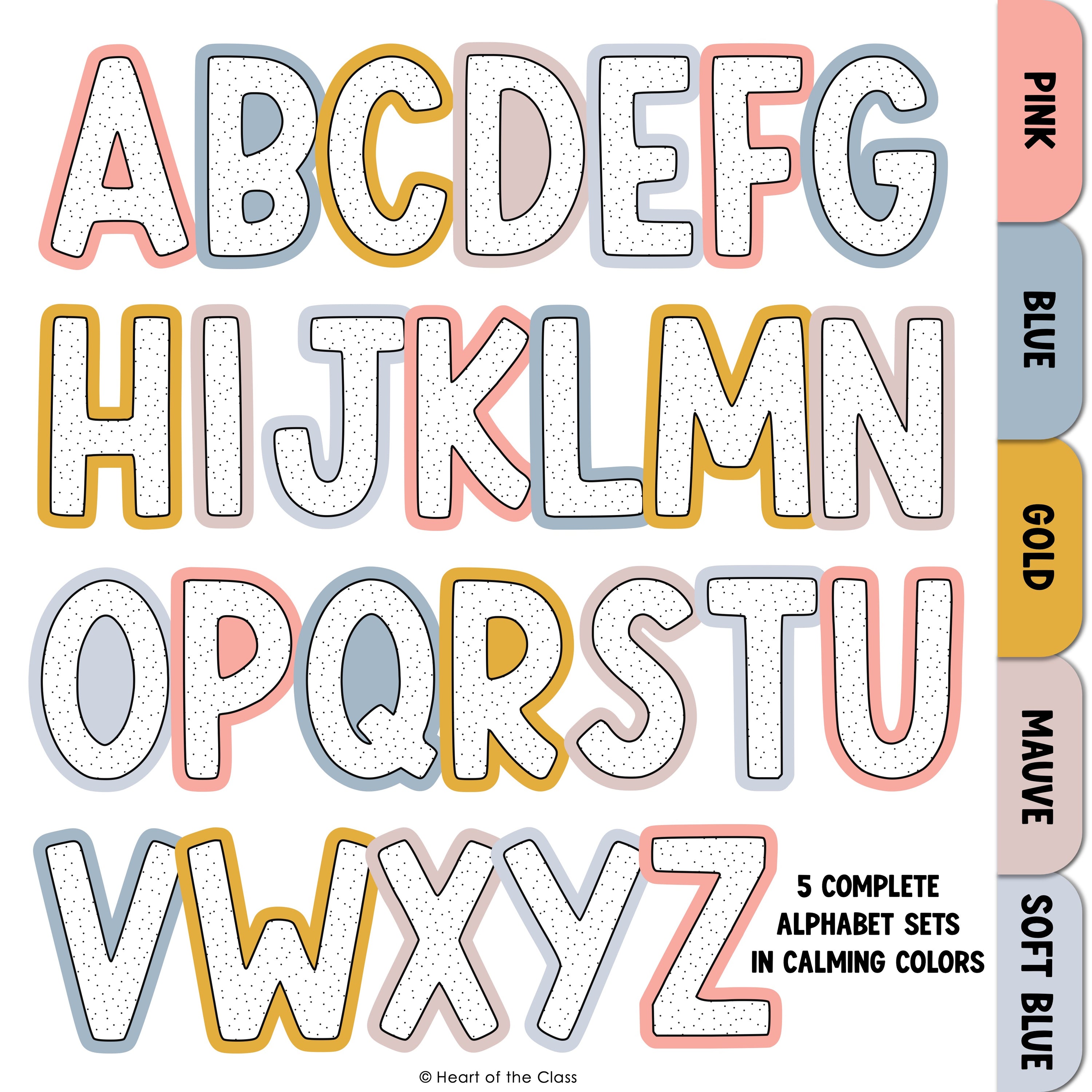 Cute Classroom Bulletin Board Letters with Calm Colors and Polka Dots