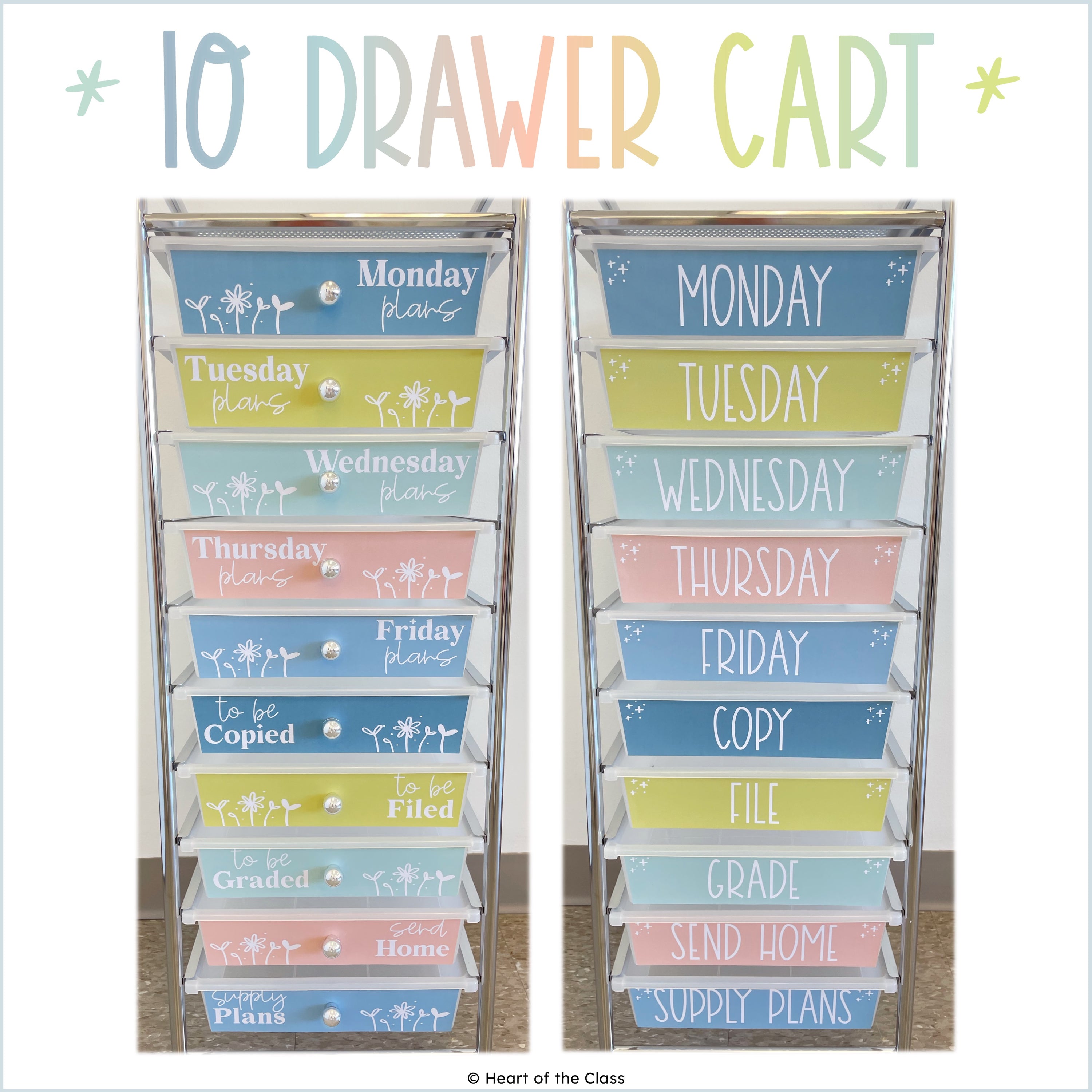 Hello Calm Classroom Rolling Cart Labels