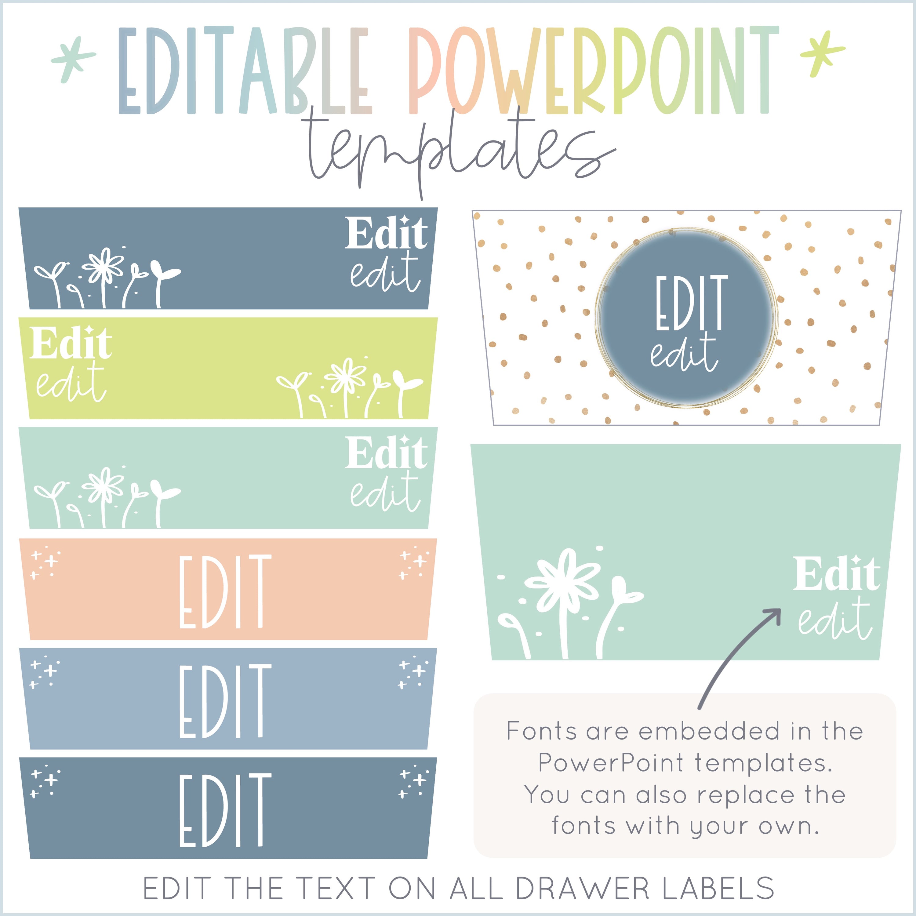 Hello Calm Classroom Rolling Cart Labels