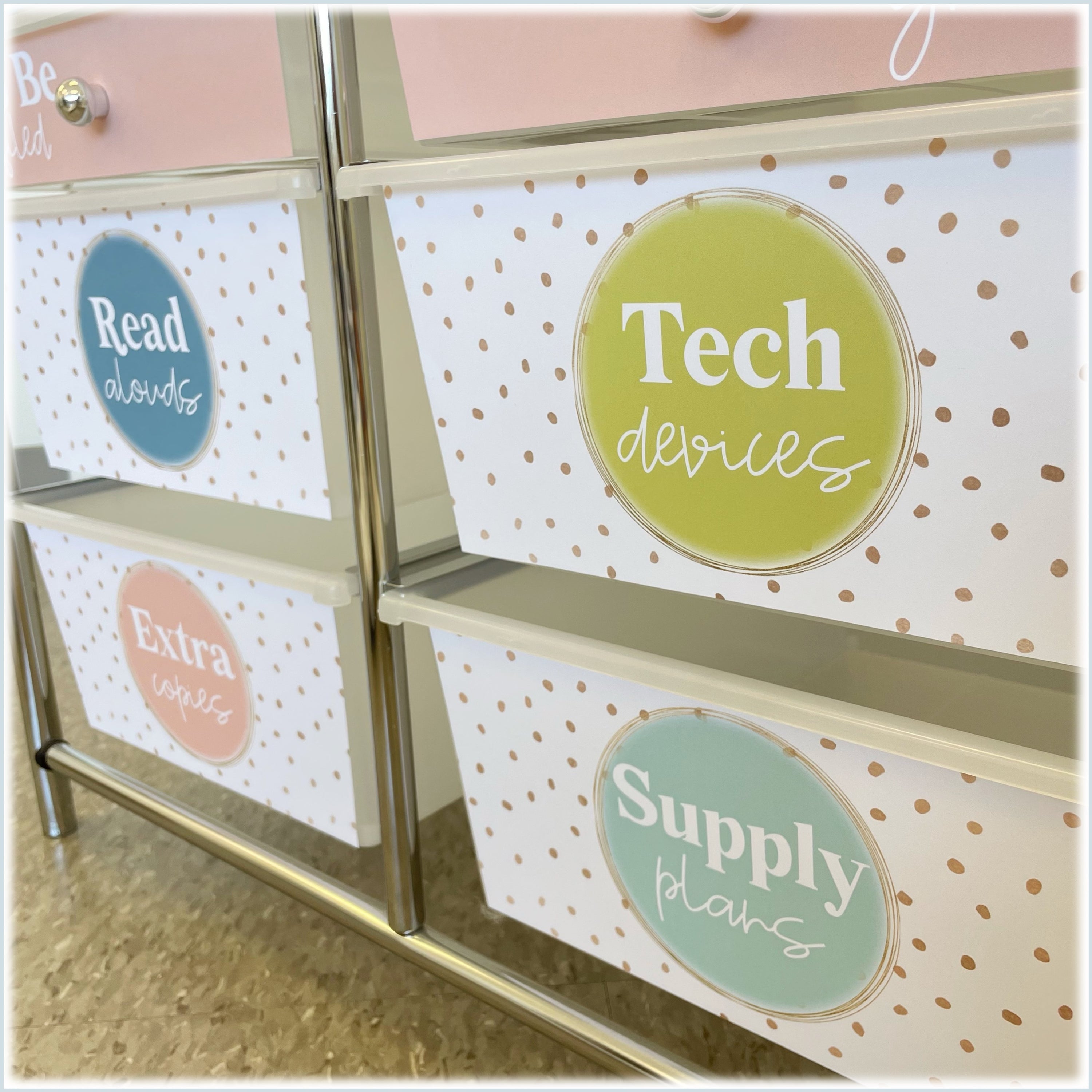 Hello Calm Classroom Rolling Cart Labels