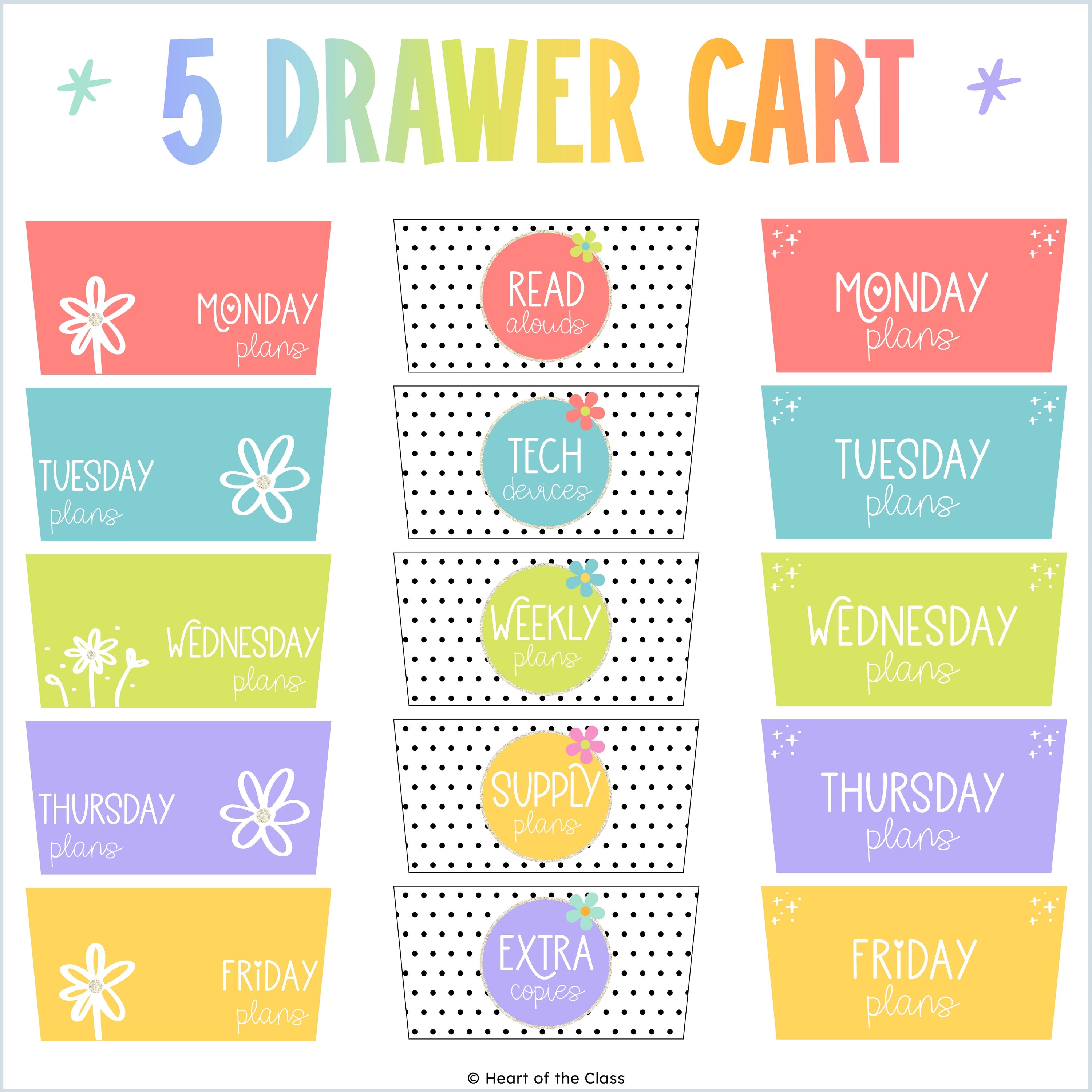 Hello Brights Rolling Cart Labels