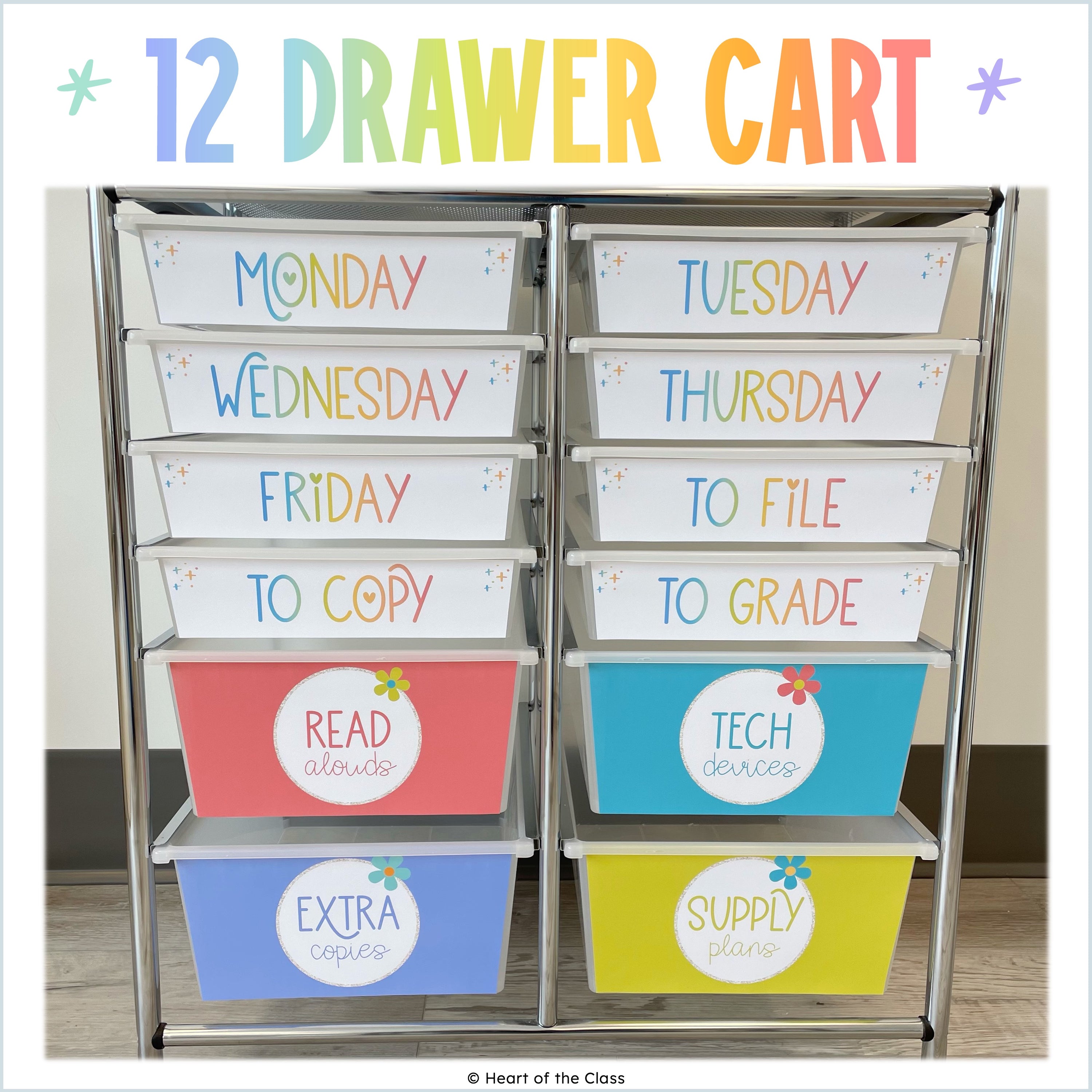 Hello Brights Rolling Cart Labels