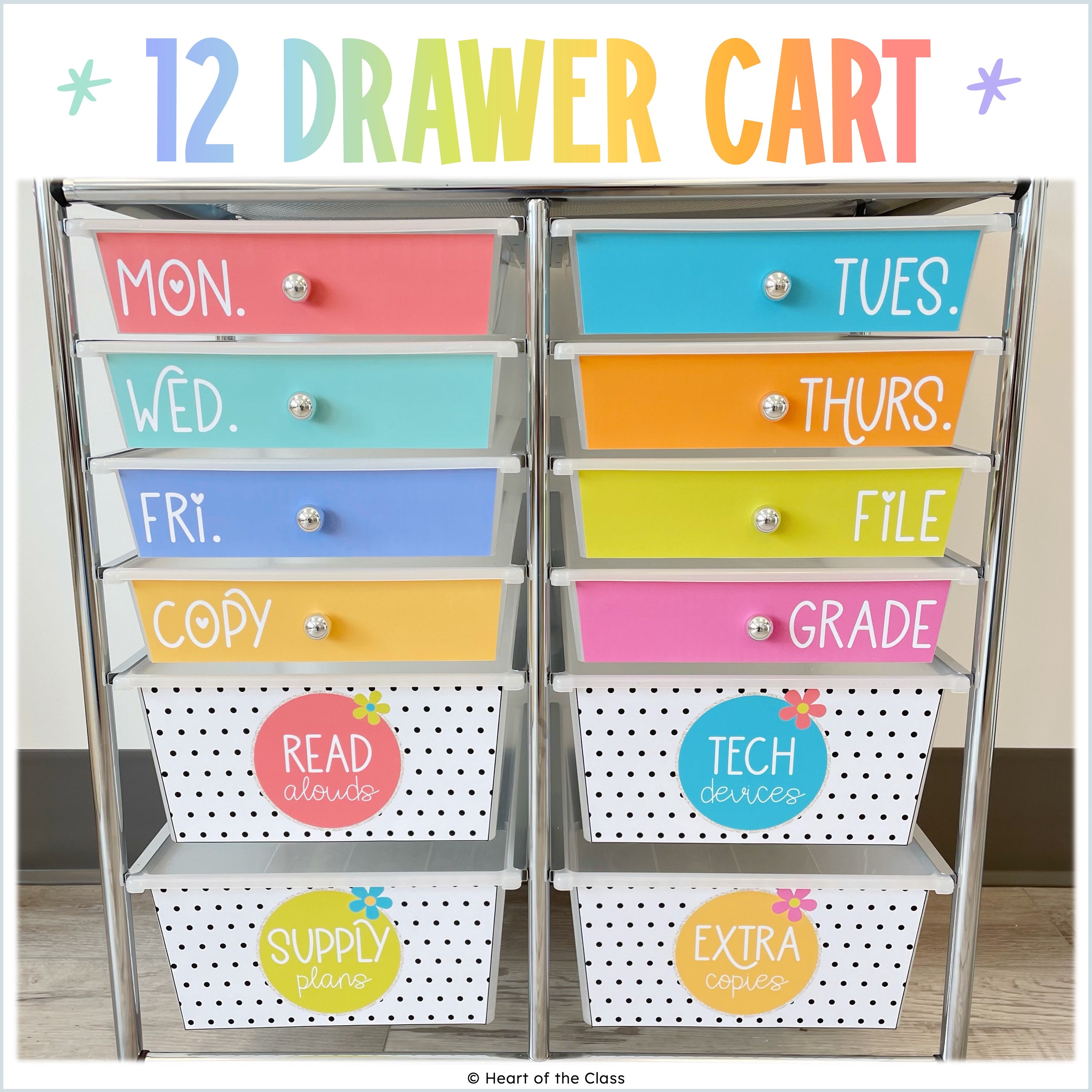 Hello Brights Rolling Cart Labels