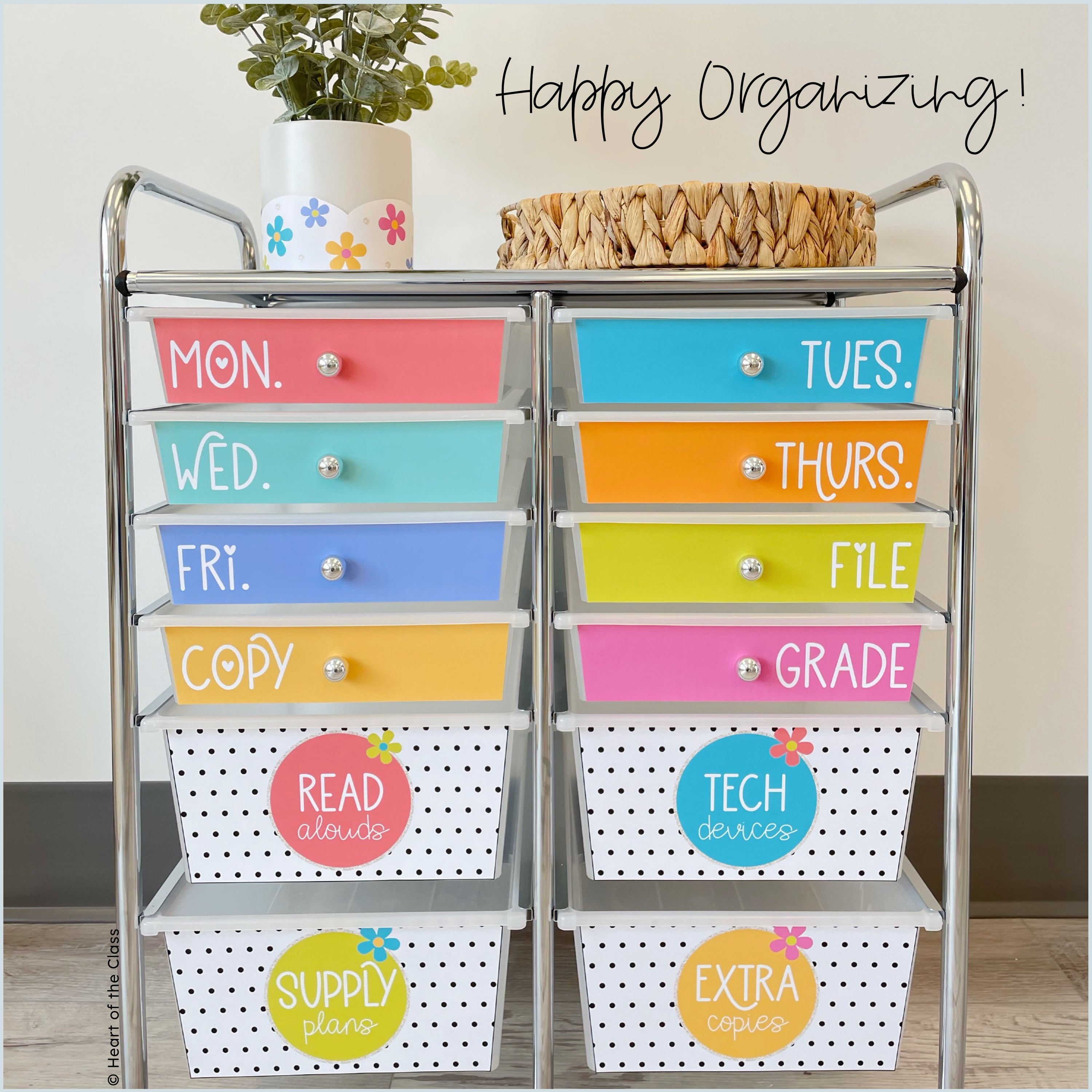 Hello Brights Rolling Cart Labels
