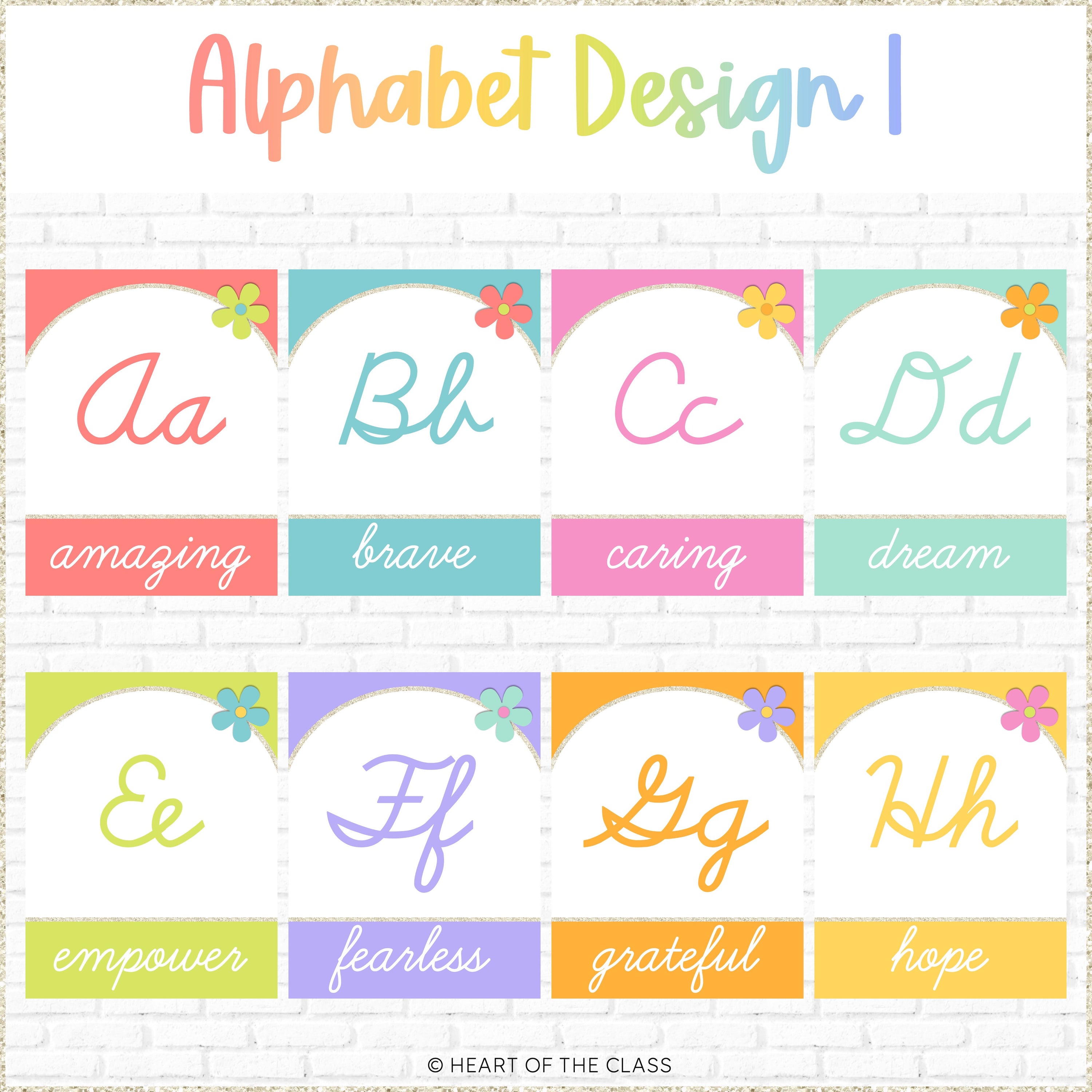 Hello Brights Cursive Alphabet Posters