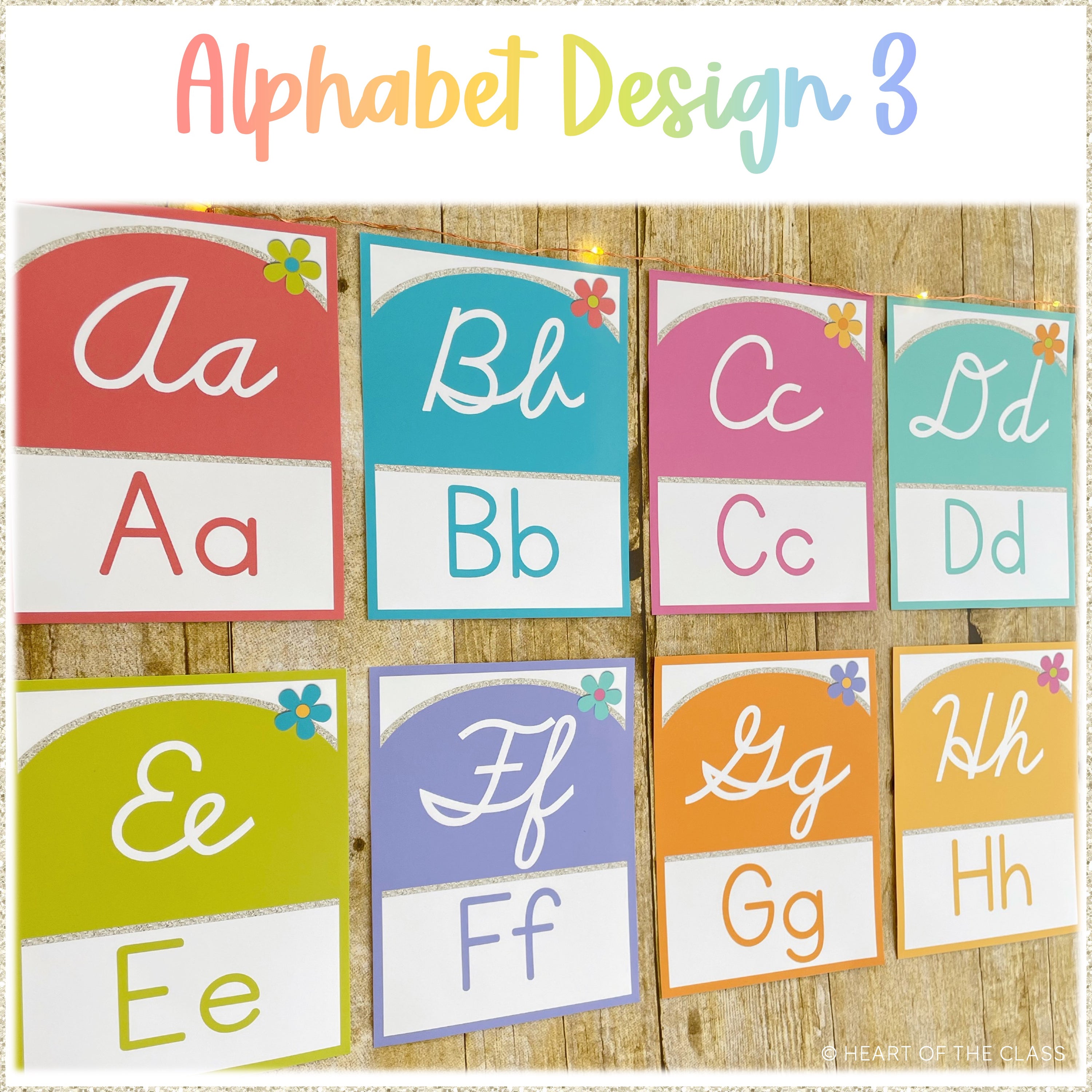 Hello Brights Cursive Alphabet Posters