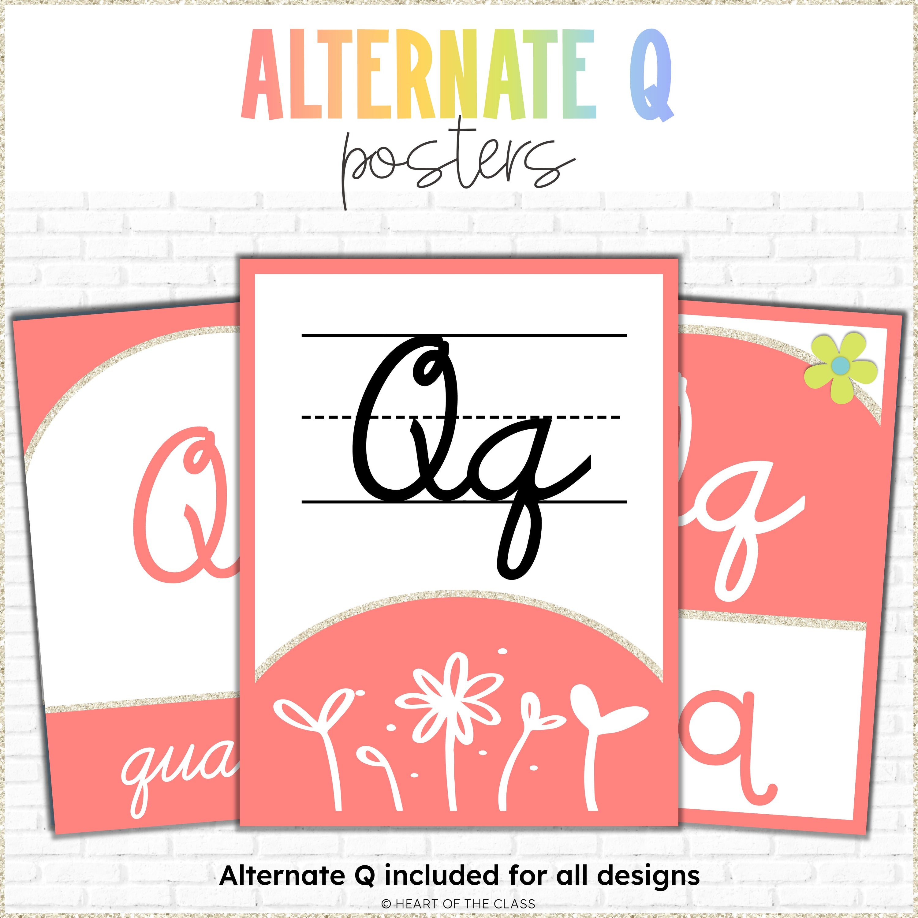 Hello Brights Cursive Alphabet Posters