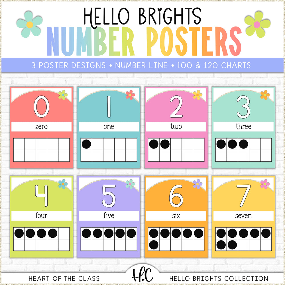 Hello Brights Number Posters