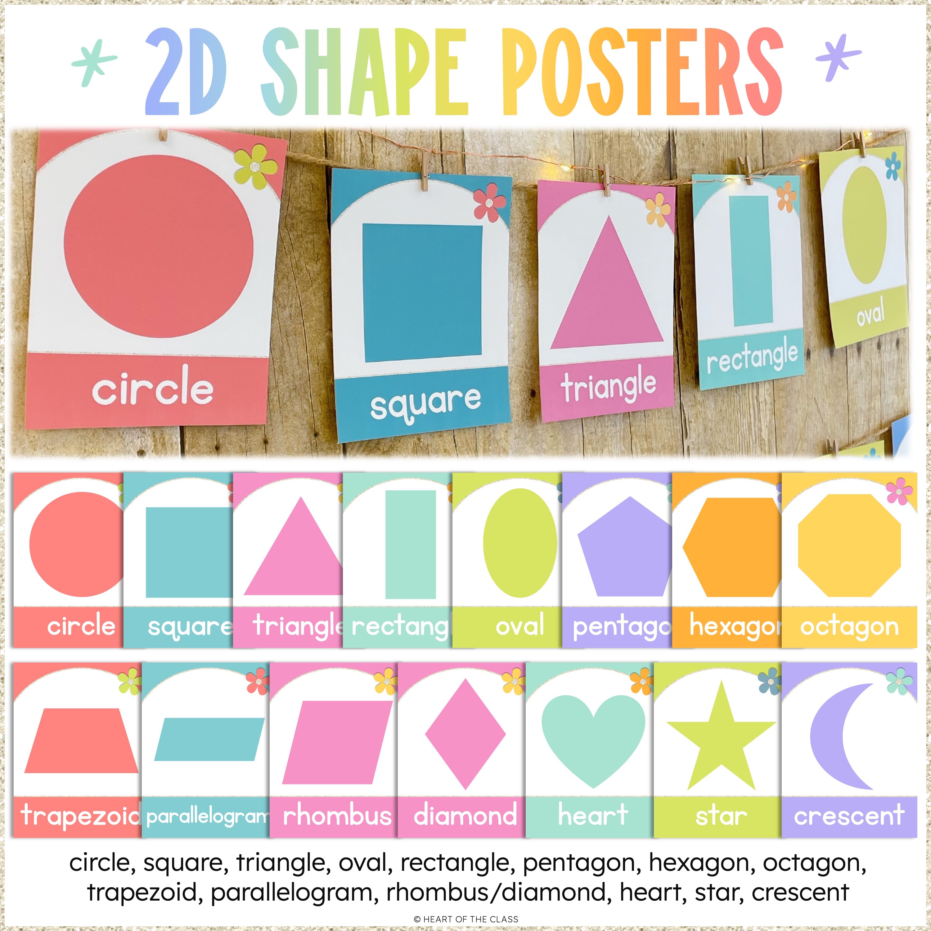 Hello Brights Shape Posters