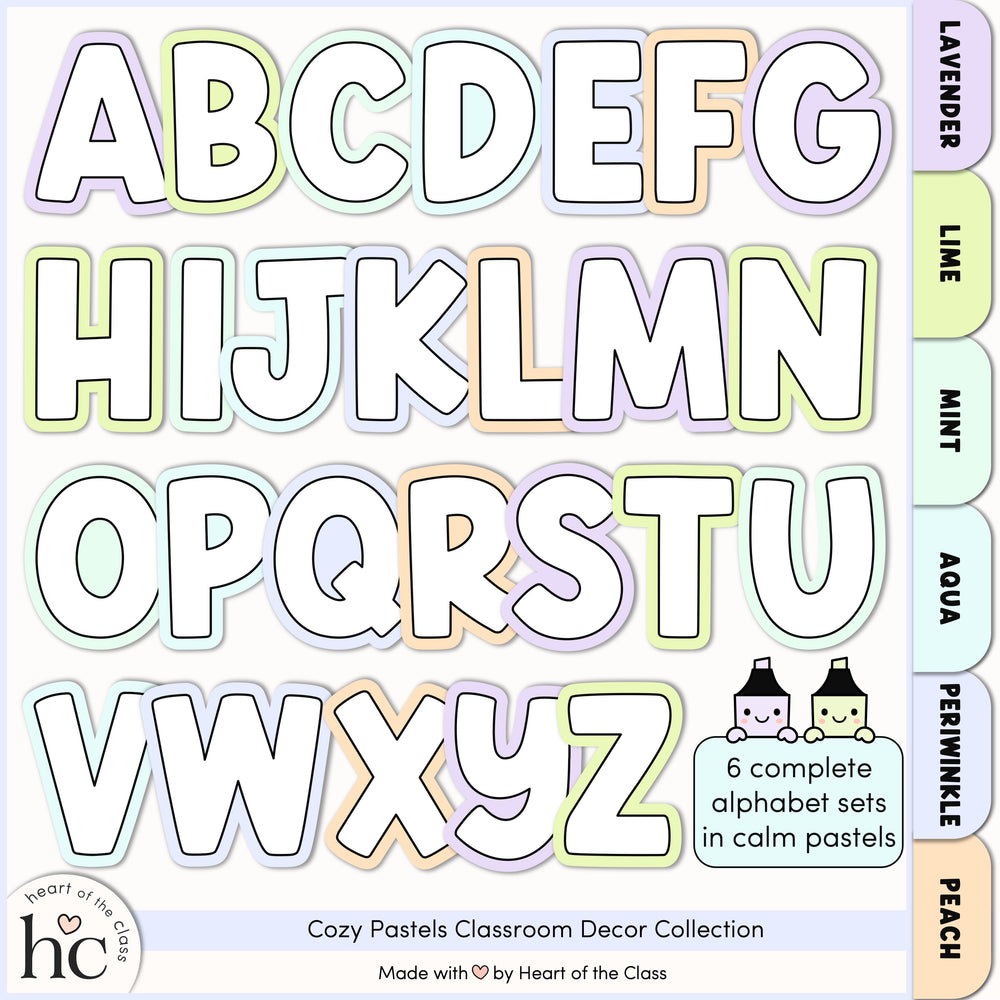 Cute Printable Bulletin Board Letters from Cozy Pastels Classroom Decor Bundle by Heart of the Class