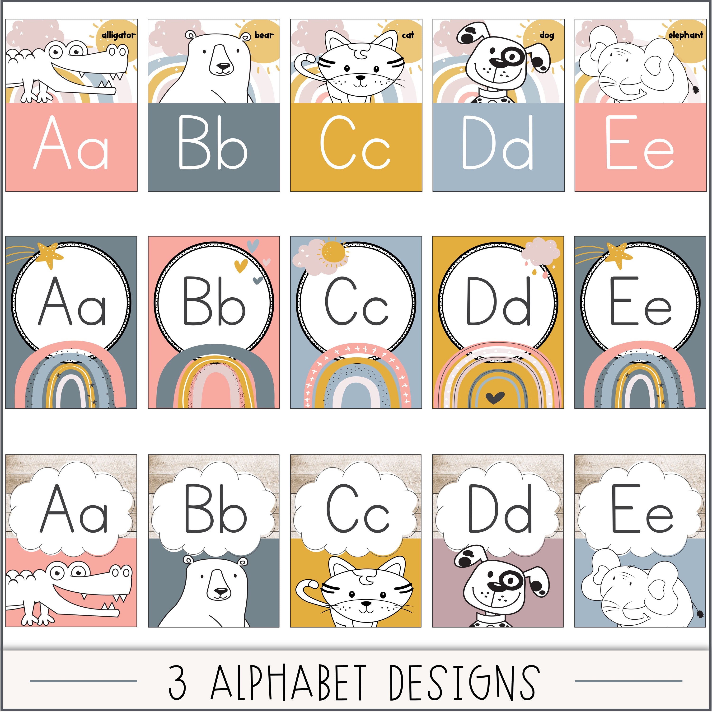Boho Rainbow Alphabet Posters
