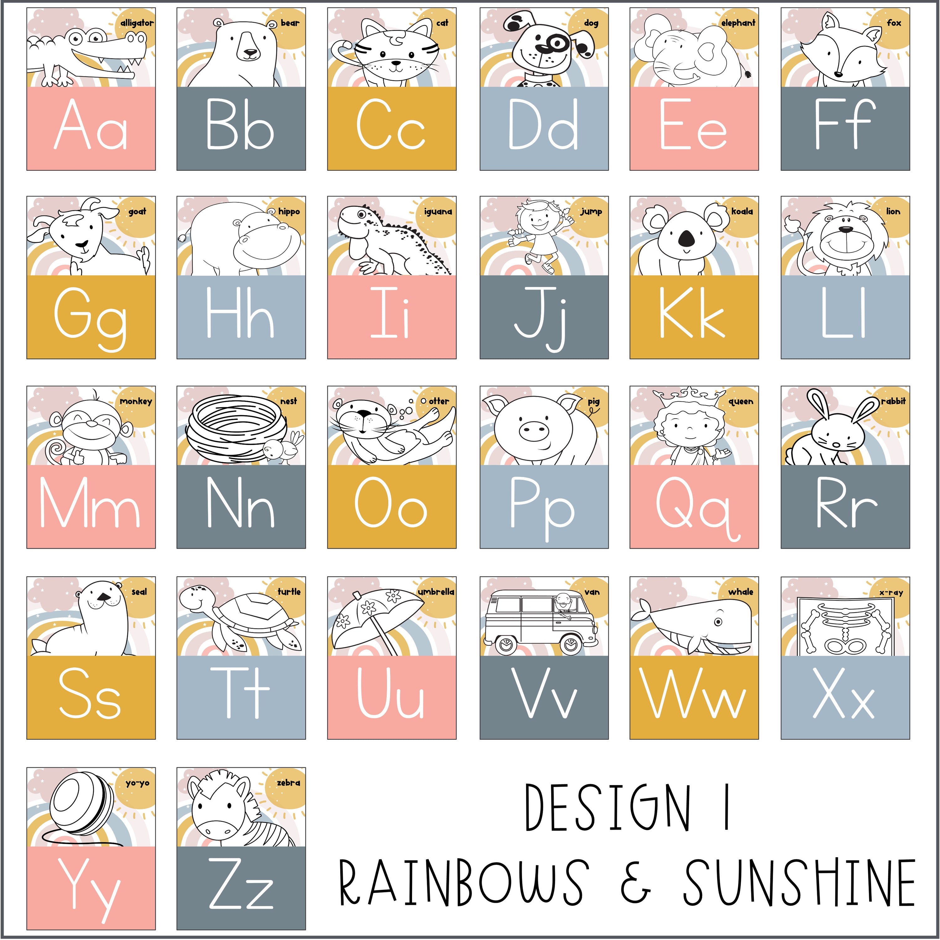 Boho Rainbow Alphabet Posters