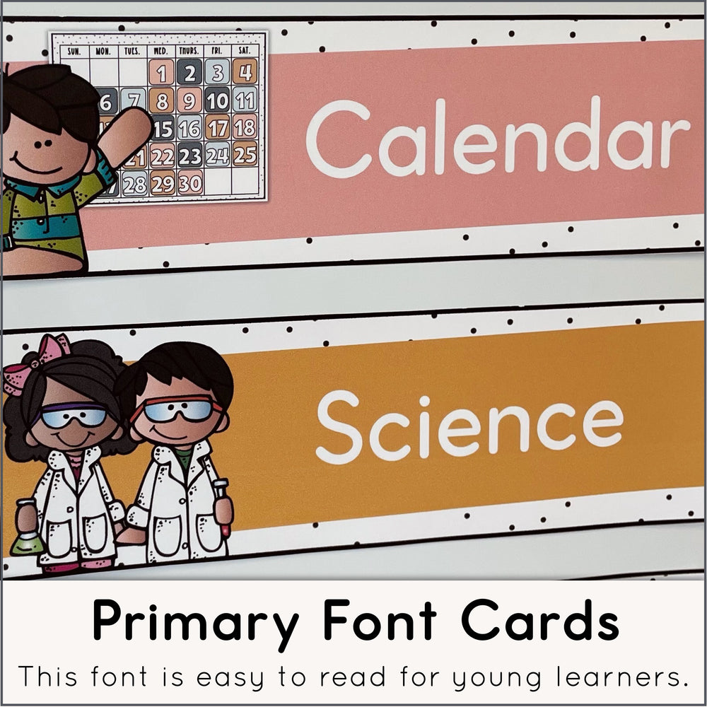 Classroom Schedule Cards with Melonheadz Clipart Boho Rainbow