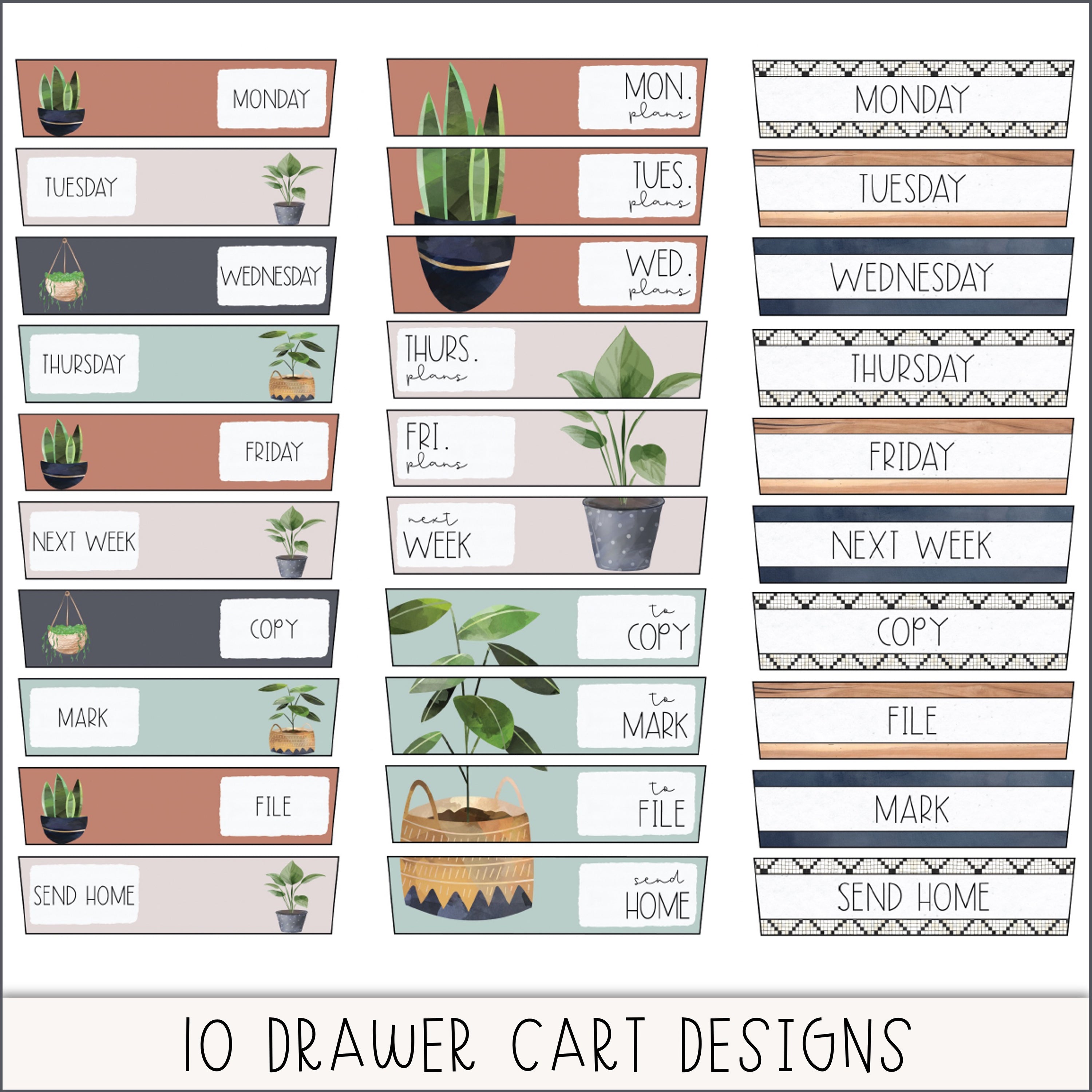Modern Boho Rolling Cart Labels