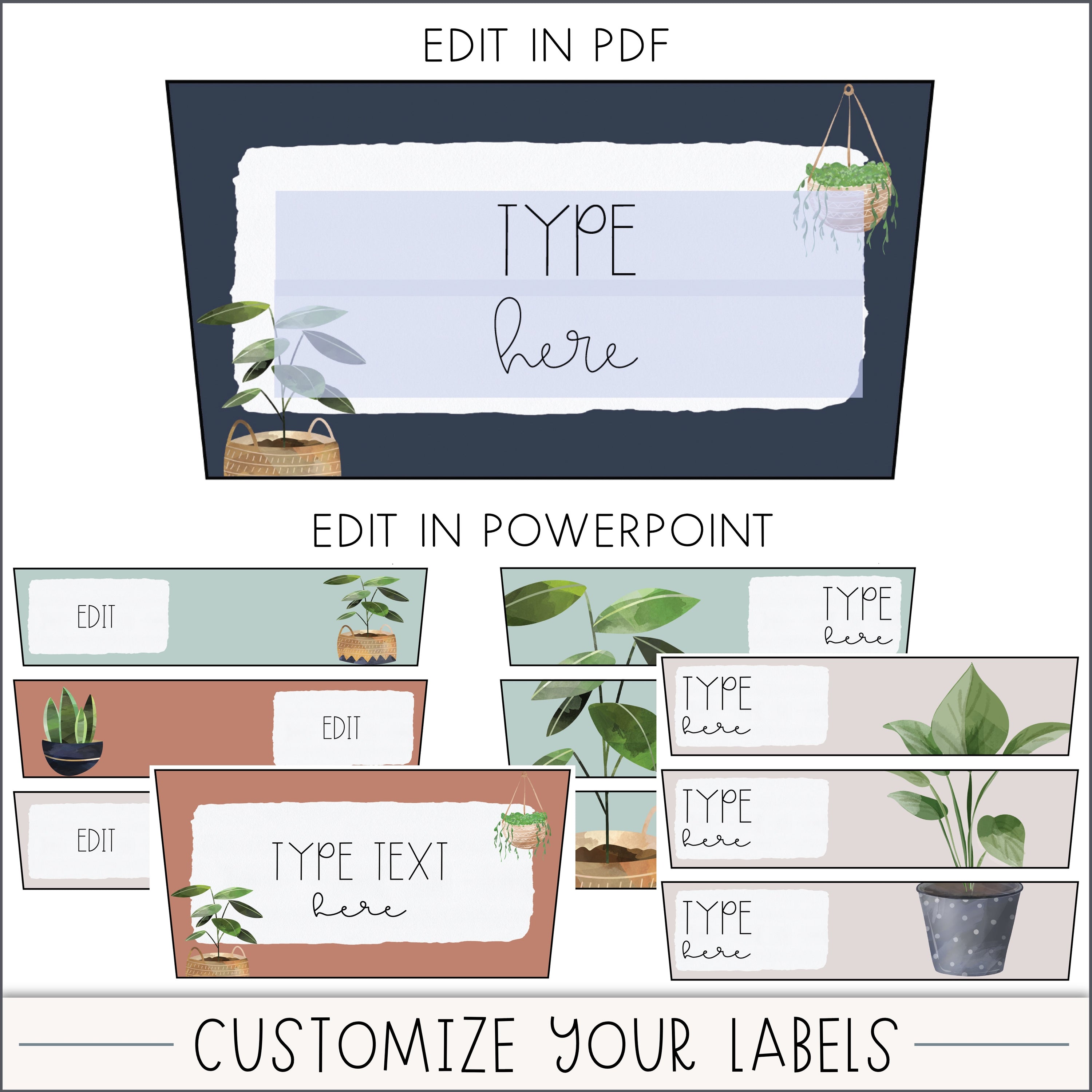 Modern Boho Rolling Cart Labels