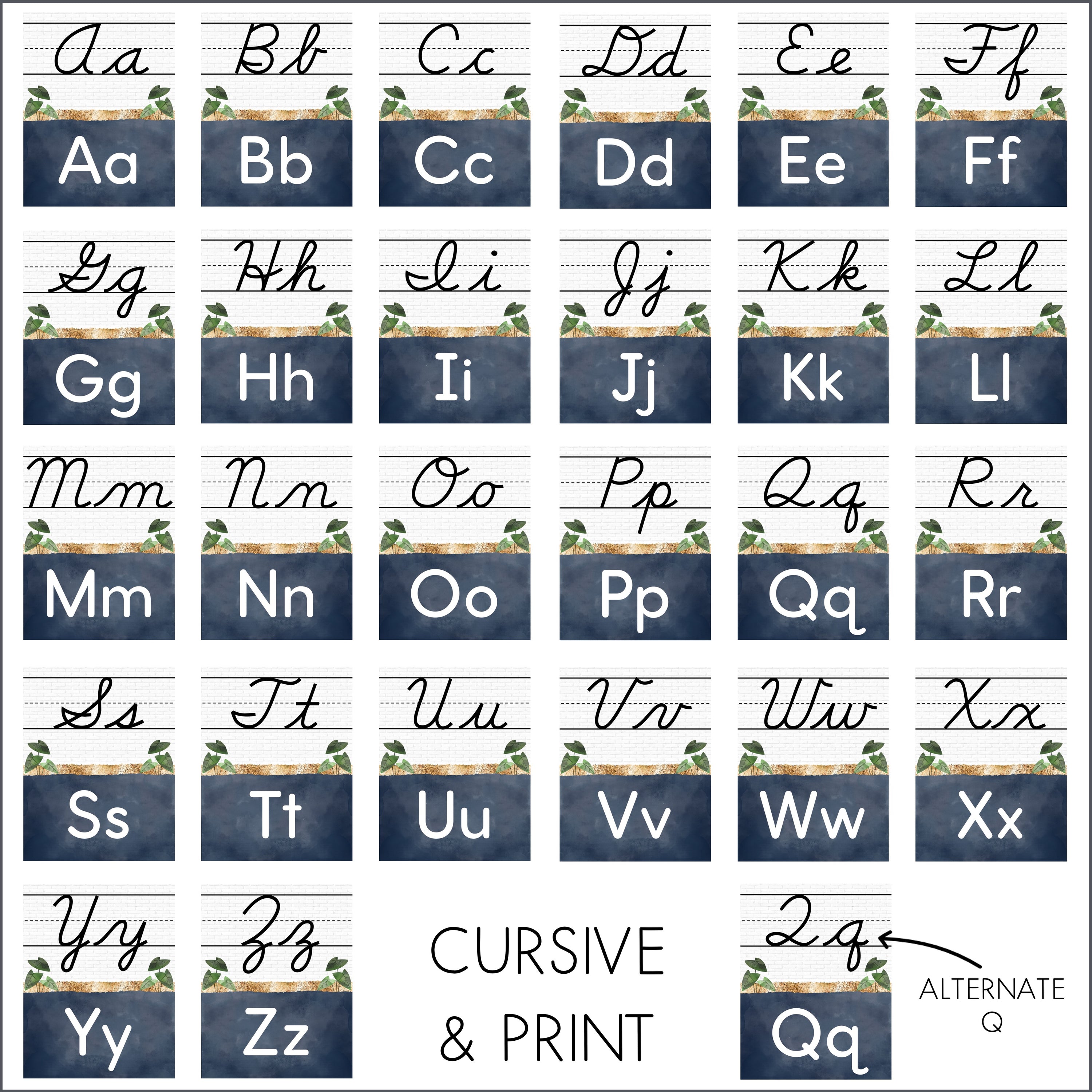 Modern Boho Cursive Alphabet Posters