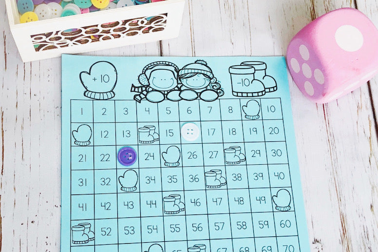 Free 100 Chart Game Winter Theme First Grade
