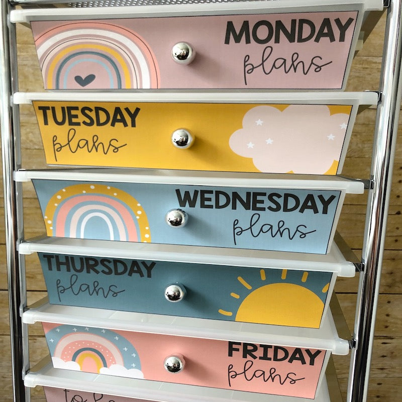 Editable Rolling Cart Drawer Labels