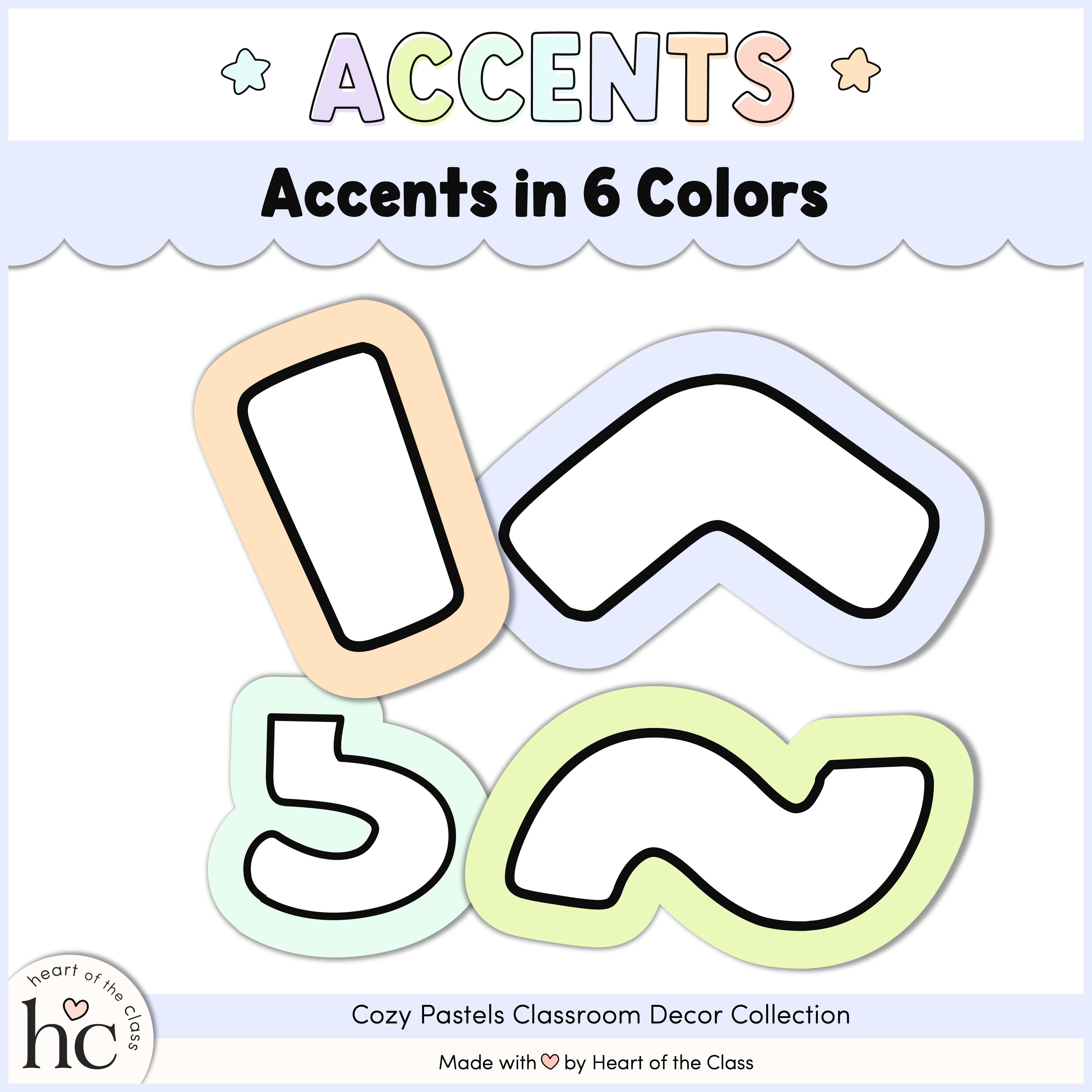 Cozy Pastel Classroom Decor bulletin board printable letters with accents by Heart of the Class.