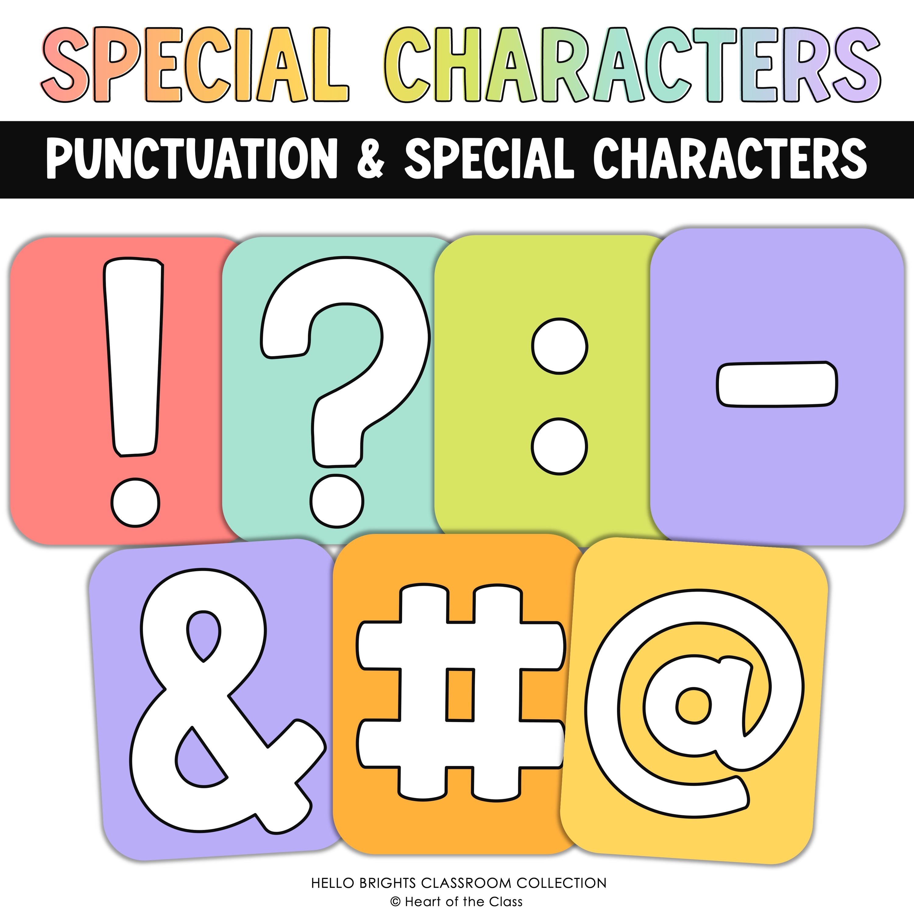 Printable Bulletin Board Letters Set with Punctuation and Symbols