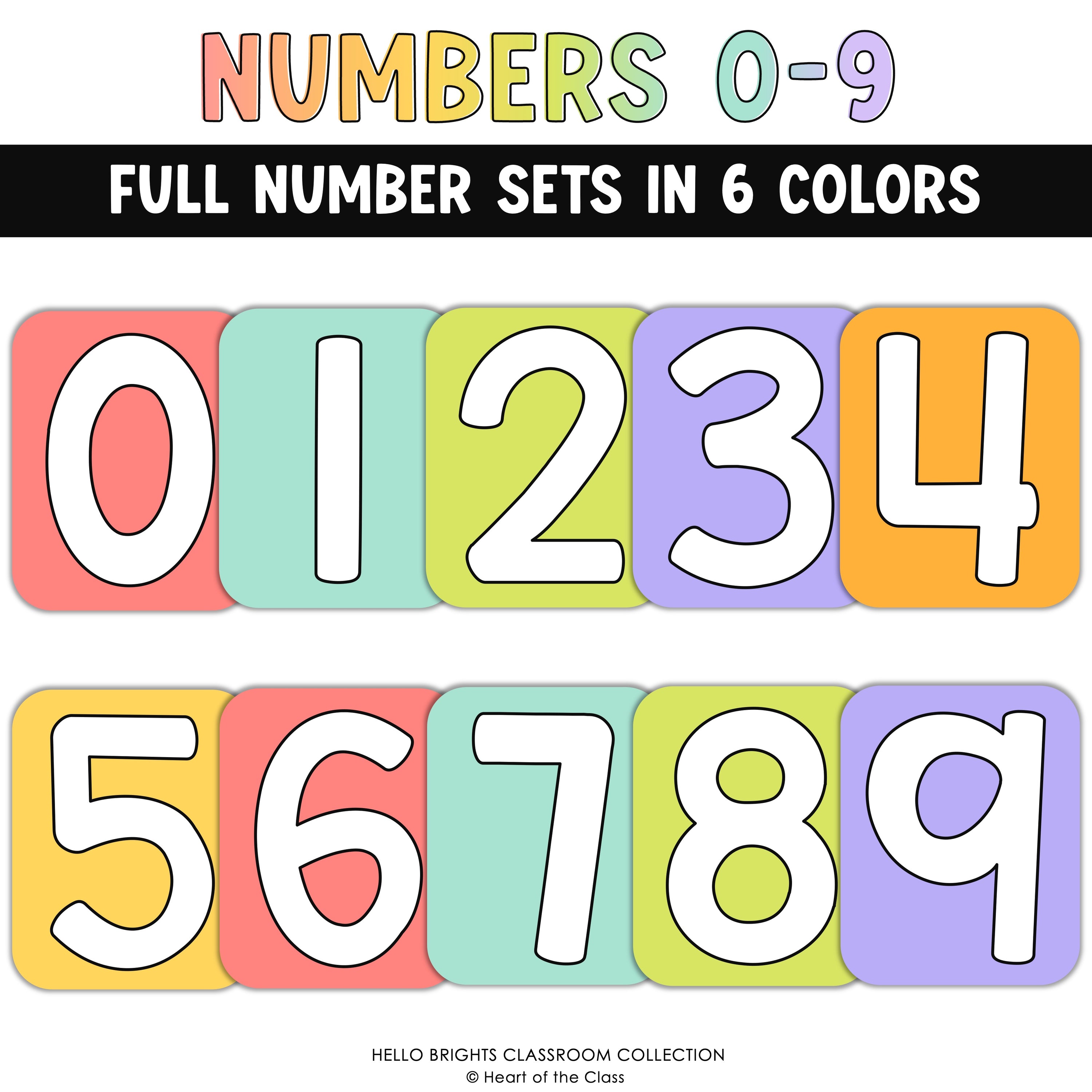 Printable Classroom Decor Bulletin Board Numbers in Bright Classroom Colors Theme