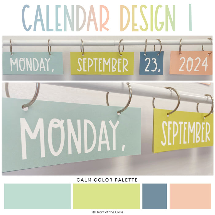 Hello Calm Editable Flip Calendar with Calming Pastel Classroom Colors