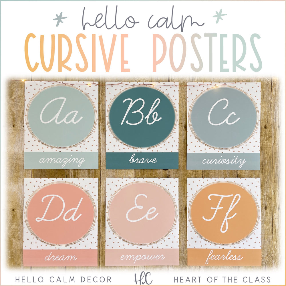 Hello Calm Cursive Alphabet Posters