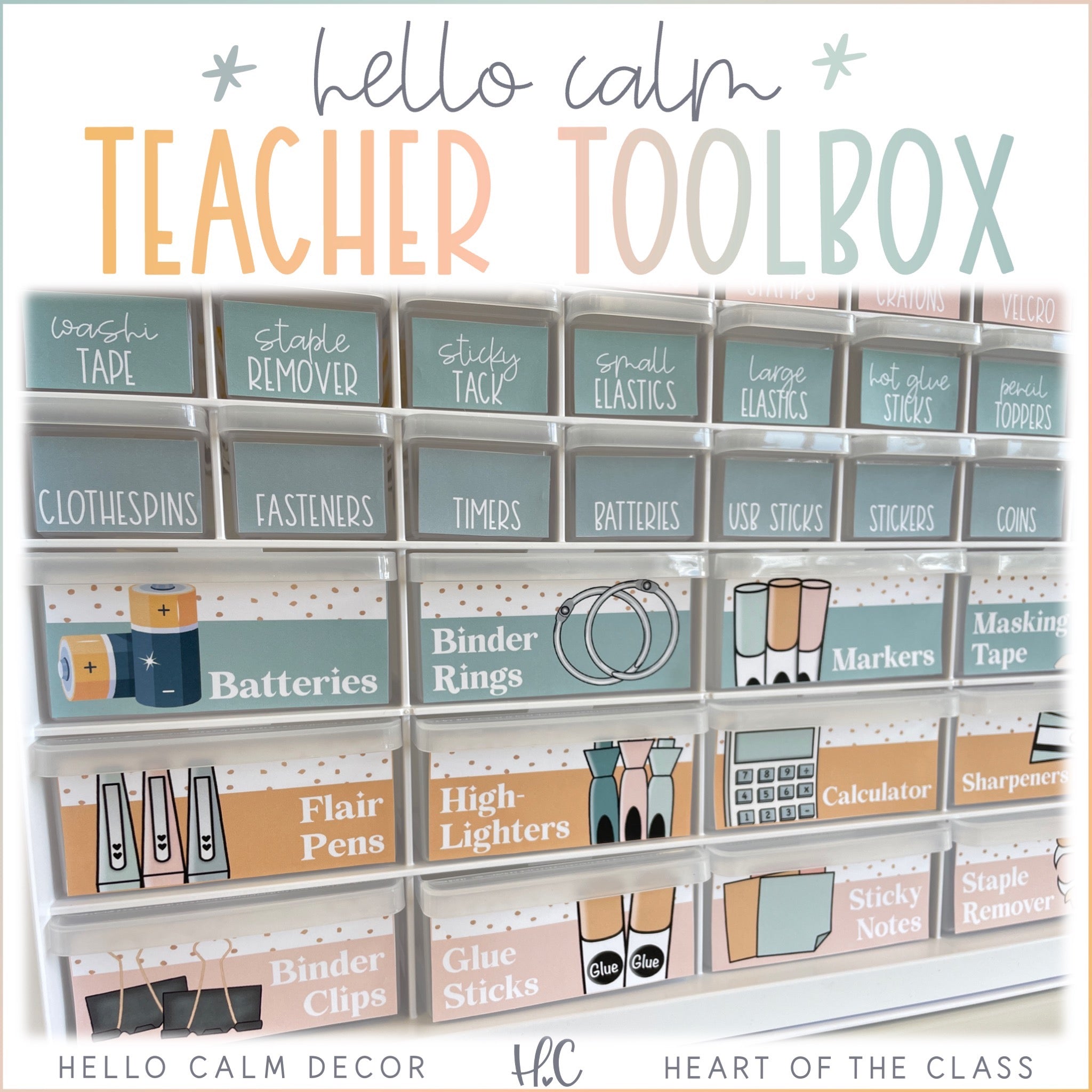 Hello Calm Teacher Toolbox Labels