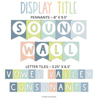 Pastel Calm Colors Classroom Pennants and Title for Sound Wall