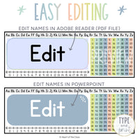 Student Nameplates with Editable Names in Pastel Classroom Theme Colors