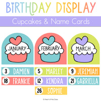 Cute Classroom Birthday Bulletin Board Cupcake Months