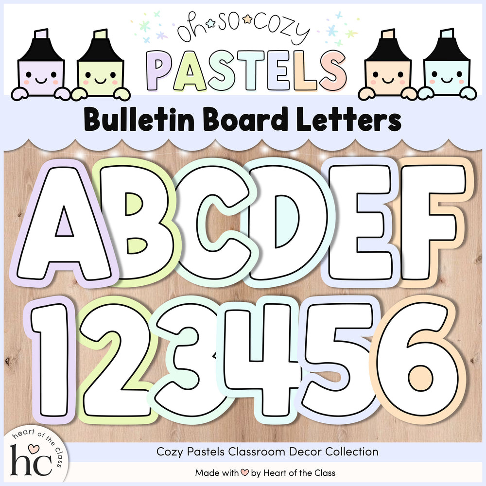 Pastel Printable Bulletin Board Letters from Cozy Pastels Classroom Decor Collection from Heart of the Class