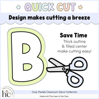 Printable Pastel Classroom Bulletin Board Letters with quick cut design by Heart of the Class.