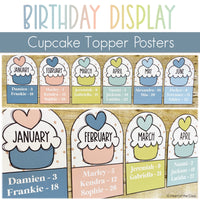 Editable Pastel Birthday Bulletin Board with Cupcakes