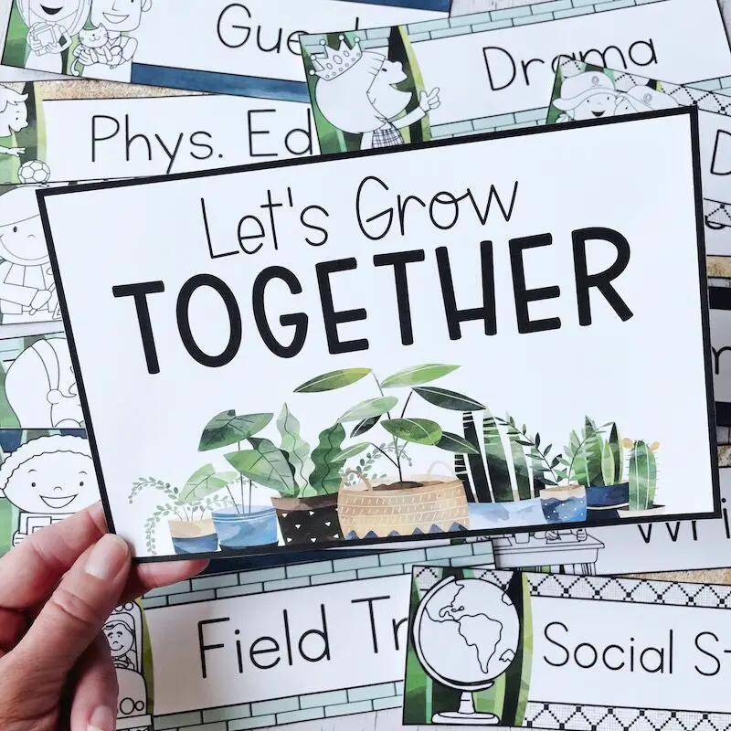 Let's Grow Together Classroom Schedule Cards