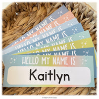 Calm Classroom Theme Desk Tags in Pastel Colors