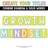 Growth Mindset Bulletin Board Display Title in Happy Bright Classroom Theme Colors